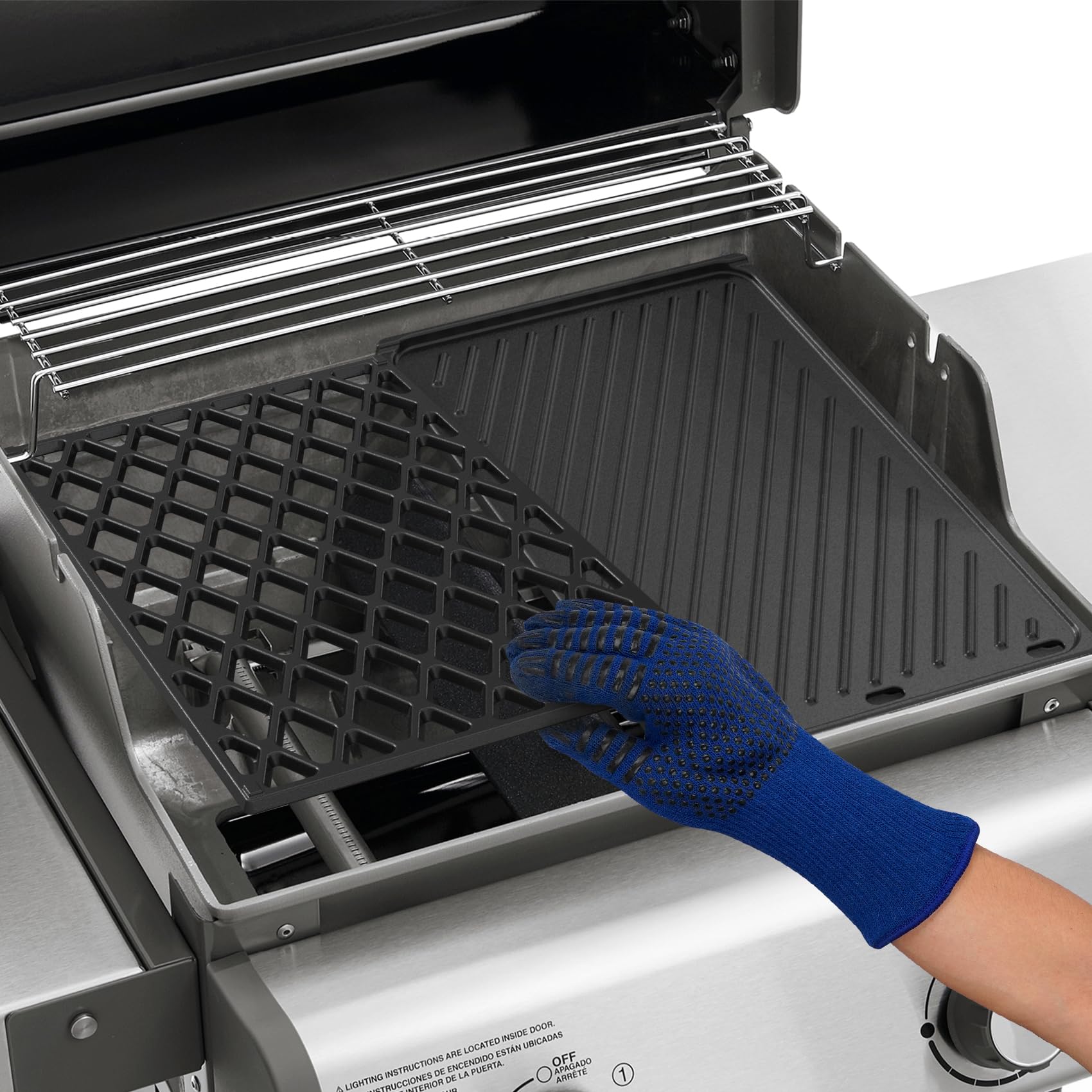 Onlyfire Set di Piastra Reversibile e Griglia di Cottura in Ghisa per Griglie a Gas Weber Spirit 200 Series con Pannello di Controllo Frontale e Spirit II 200, Spirit E/S-210, Spirit E-310(2025)