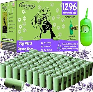 Doggy Poop Bags Biodegradable with Dispenser (1296 Bags) Eco-friendly Dog Waste Pickup Bags Landfill-friendly Refill Rolls Cat Waste Bags (Green, 72 Rolls, Lavender Scented)