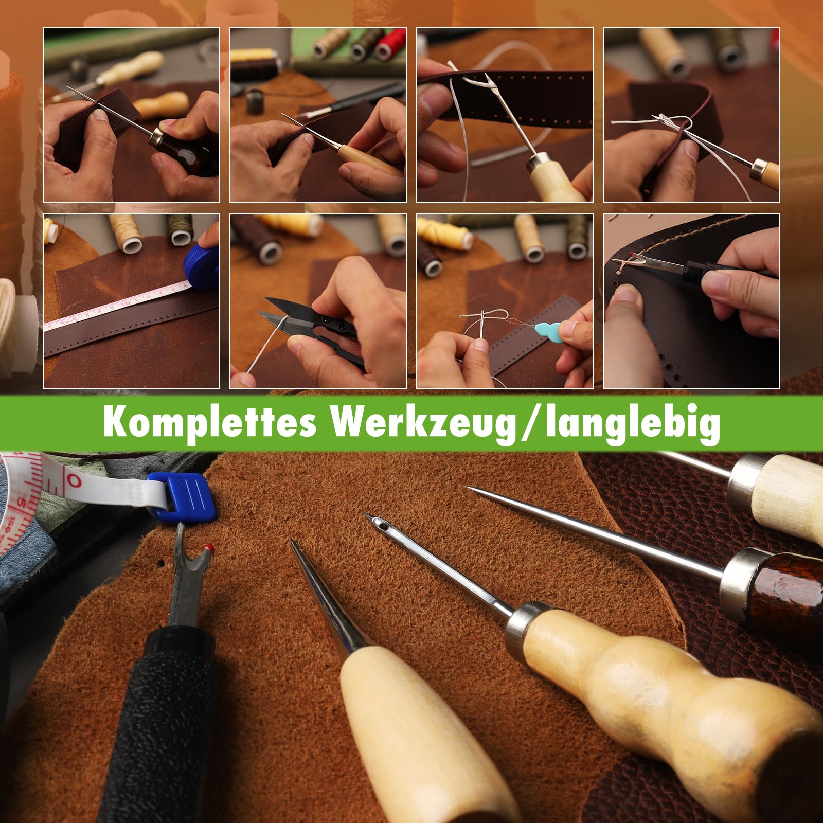 Artigianali in Pelle Strumenti di Cucito in Pelle Kit Mano Cucitura Cucito Strumenti Pratico Set Fai da Te bricolage per Cucire a Mano Cuciture in Pelle di Punteruolo Groover per Pelle Cucire
