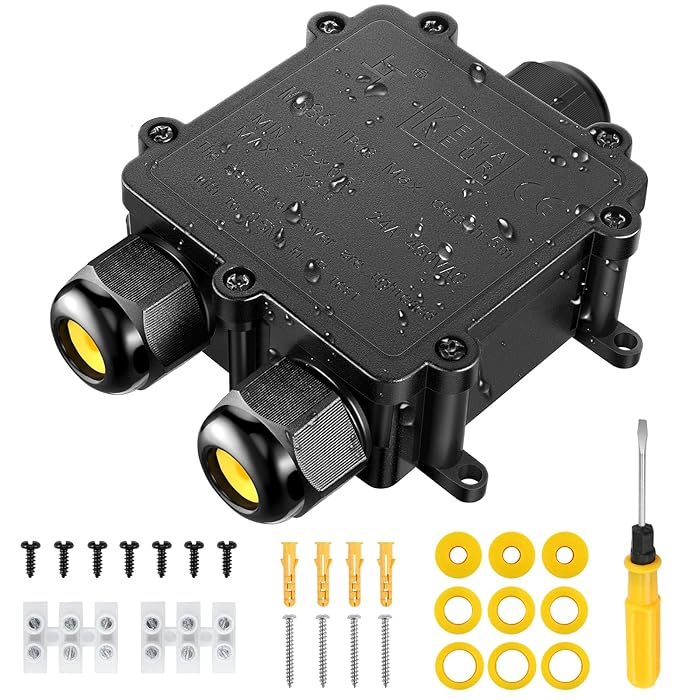 Buy Kohree Waterproof IP68 Junction Box Outdoor Cable Connectors 3 Way