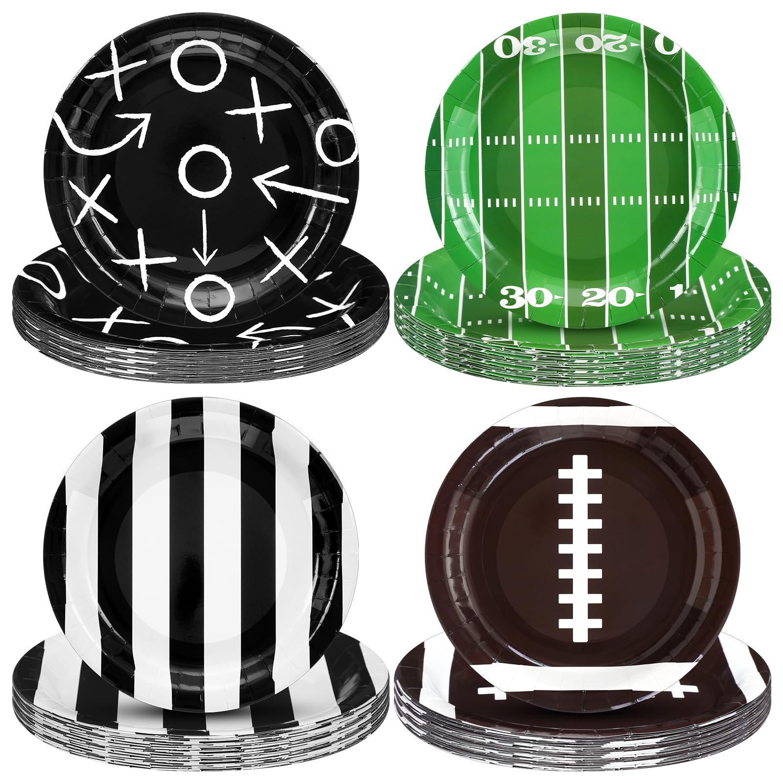 Zhehao 48 Pcs Football Party Supplies 9" American Football Paper Plates Football Dinner Dessert Plate Football Formation Tactics Plates Football