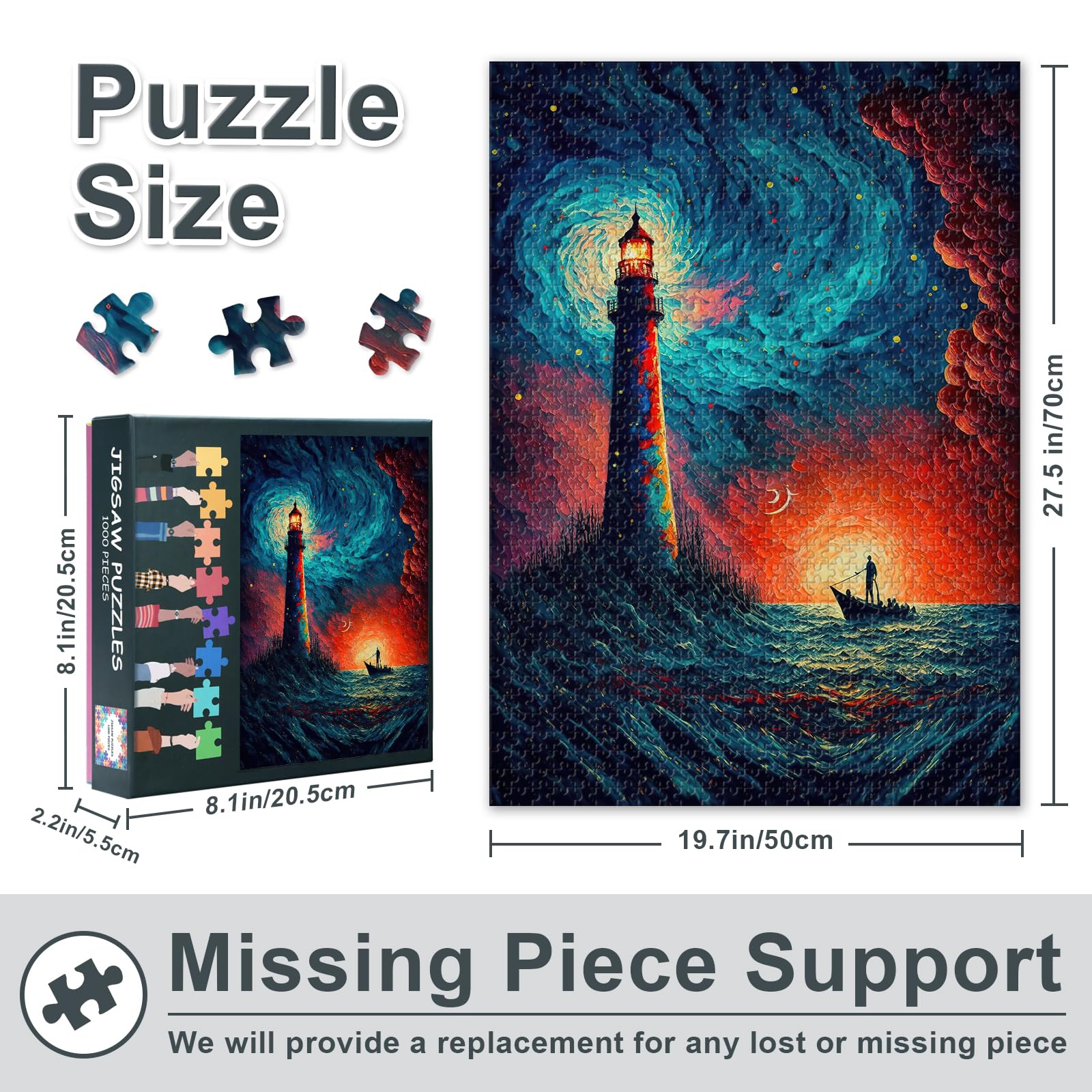 Jigsaw Puzzles 1000 Pieces, Lighthouse on a Cliff Adult Jigsaw Puzzles - Image 2