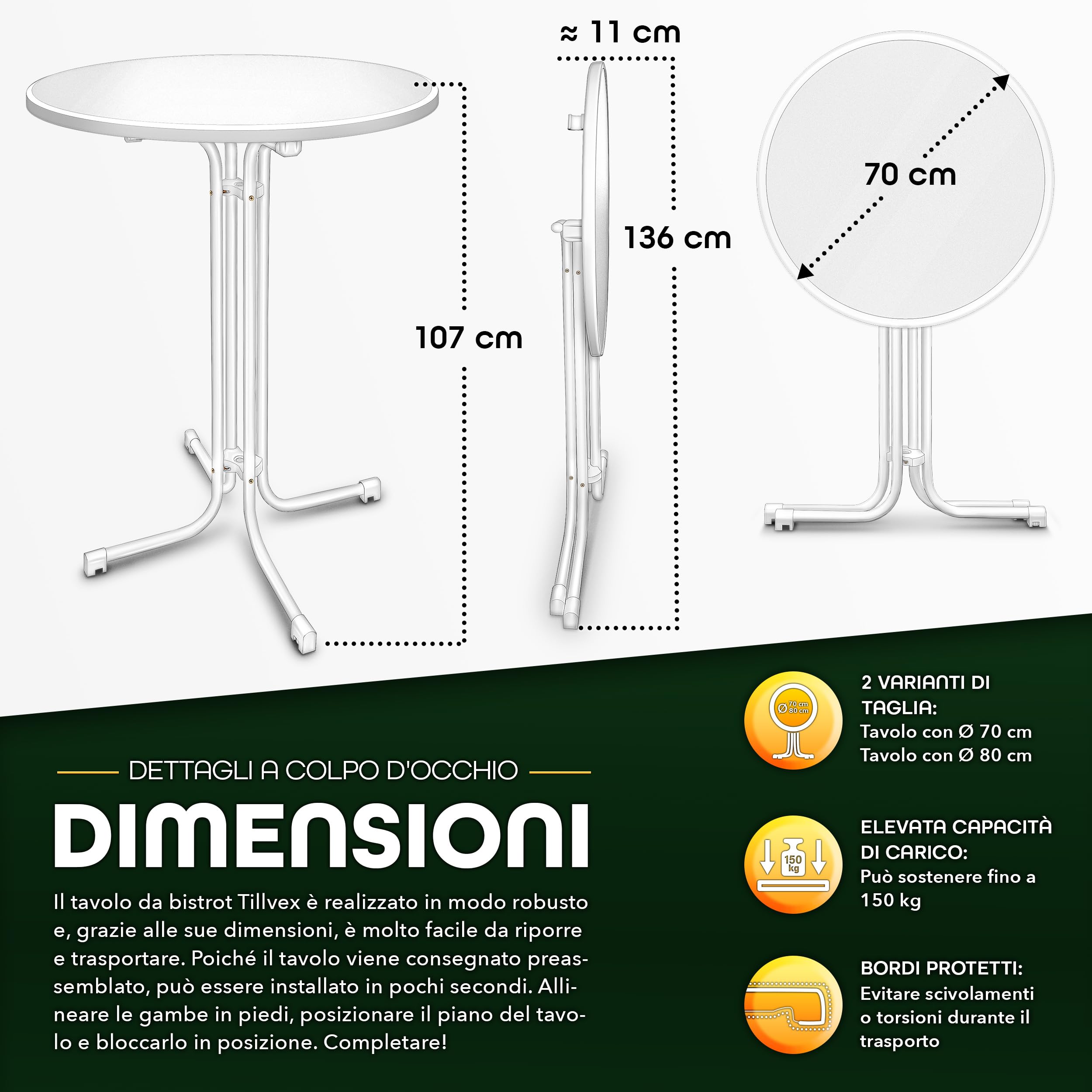Visualizza Dettagli: Tavolo Pieghevole Rotondo - Il Giardino Di Legno - Foto 3