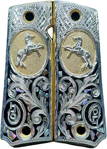 Empuñaduras para Colt 1911 Gun Horse Colt modelo con chapado en oro de 24 quilates, chapado en plata y resina negra, incluye tornillos disponible en Yaxa Colombia