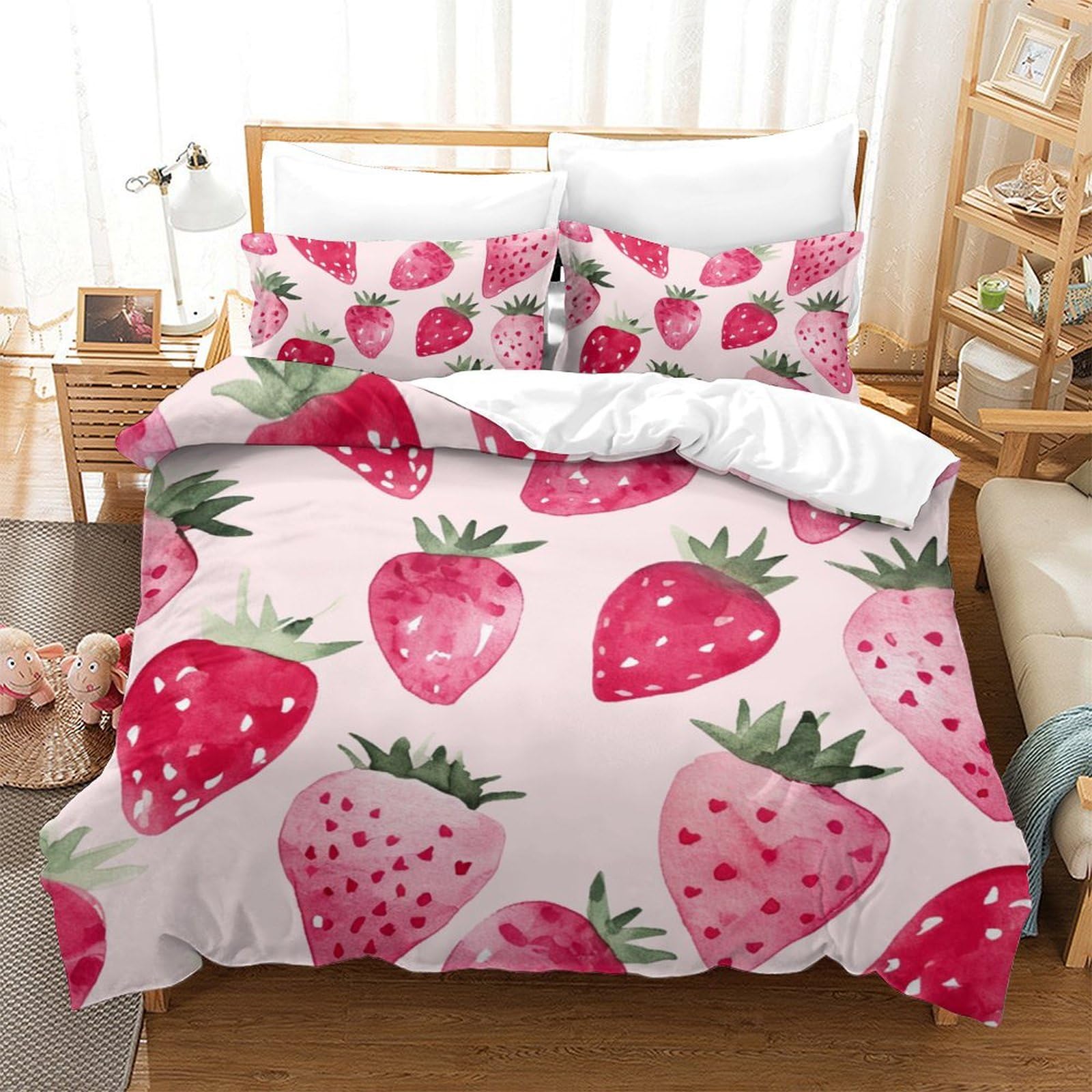 Ensemble de literie fraises hypoallergénique pour un sommeil réparateur et un confort absolu