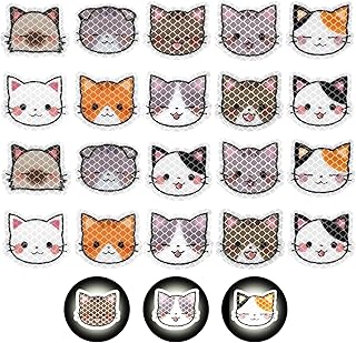 Yuanchu 20Pcs Reflective Stickers, High Visibility Adhesive Cute Stickers Warning Reflective Sticker Waterproof Safety Helmet Cat Sticker for Bike Reflective Decals for Helmet Bicycle Car Stroller
