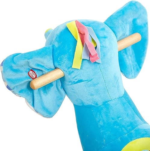 Miniatura 6 de LUCKYERMORE Elefante de caballo mecedora con música divertidacinturón de seguridadruedas, silla mecedora de animales con cinturón de seguridad y