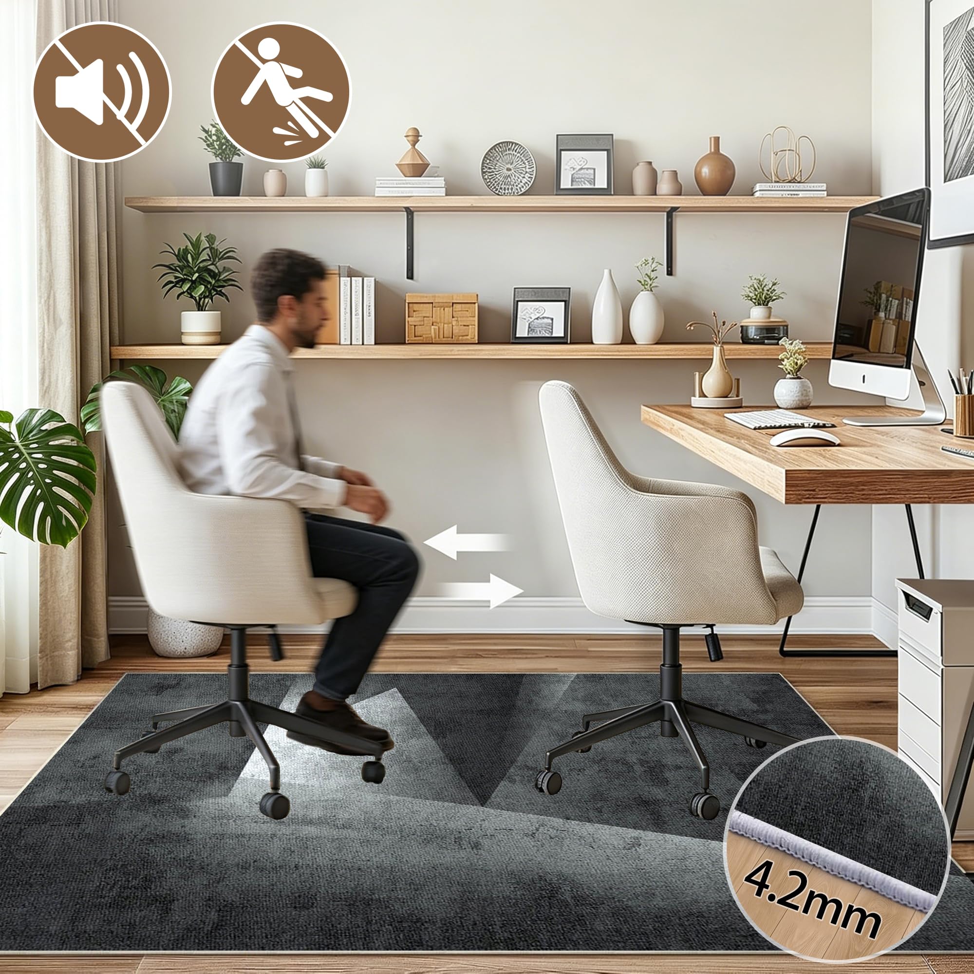 Alfombrilla para Silla de Oficina, Alfombra Silla Oficina Gaming Protector Suelo Silla Ruedas 100 x 140 cm Tapete Protector de Suelo antiarañazos Tapete de Protección de Madera baldosas Suelos Duros