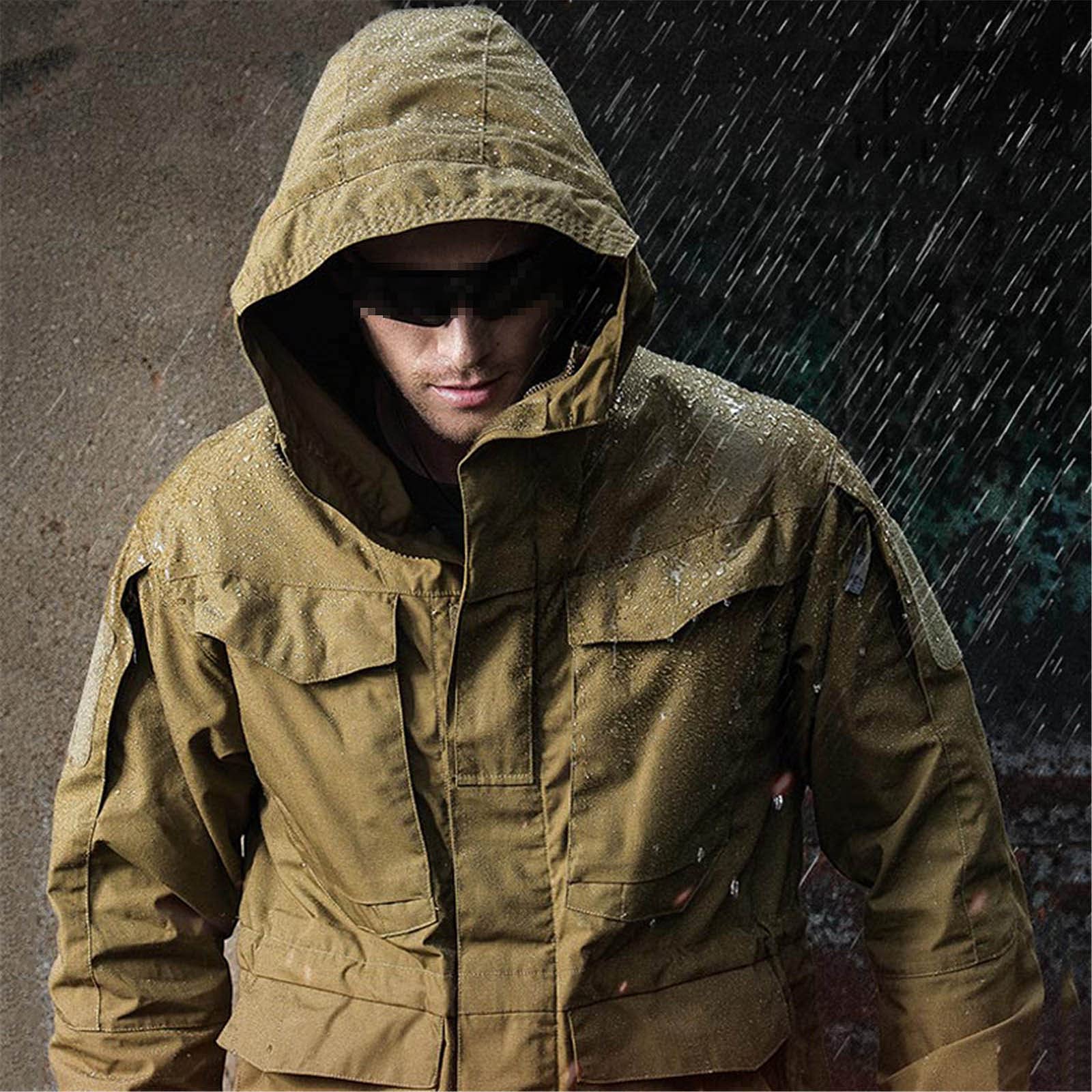 Militar Chaquetas tácticas Hombres Impermeable Windbreaker Chaqueta Masculino con Capucha Abrigo Pesca Al Aire Libre Trekking Senderismo Chaquetas