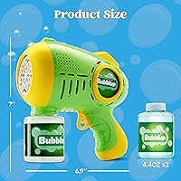 Vista 6 de Joyin - 2 pistolas de burbujas para niños con 4 botellas de solución, máquina automática de burbujas con 8 agujeros para niños, adultos, juguetes