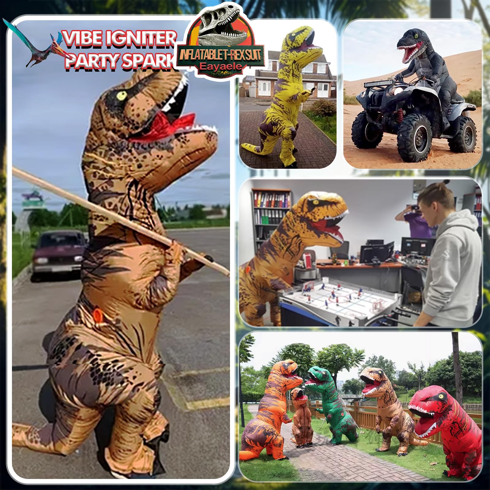 Disfraz Dinosaurio Adulto Hinchable T-Rex - Traje de Carnaval, Halloween, Fiestas - Tamaño Único, Fácil de Usar