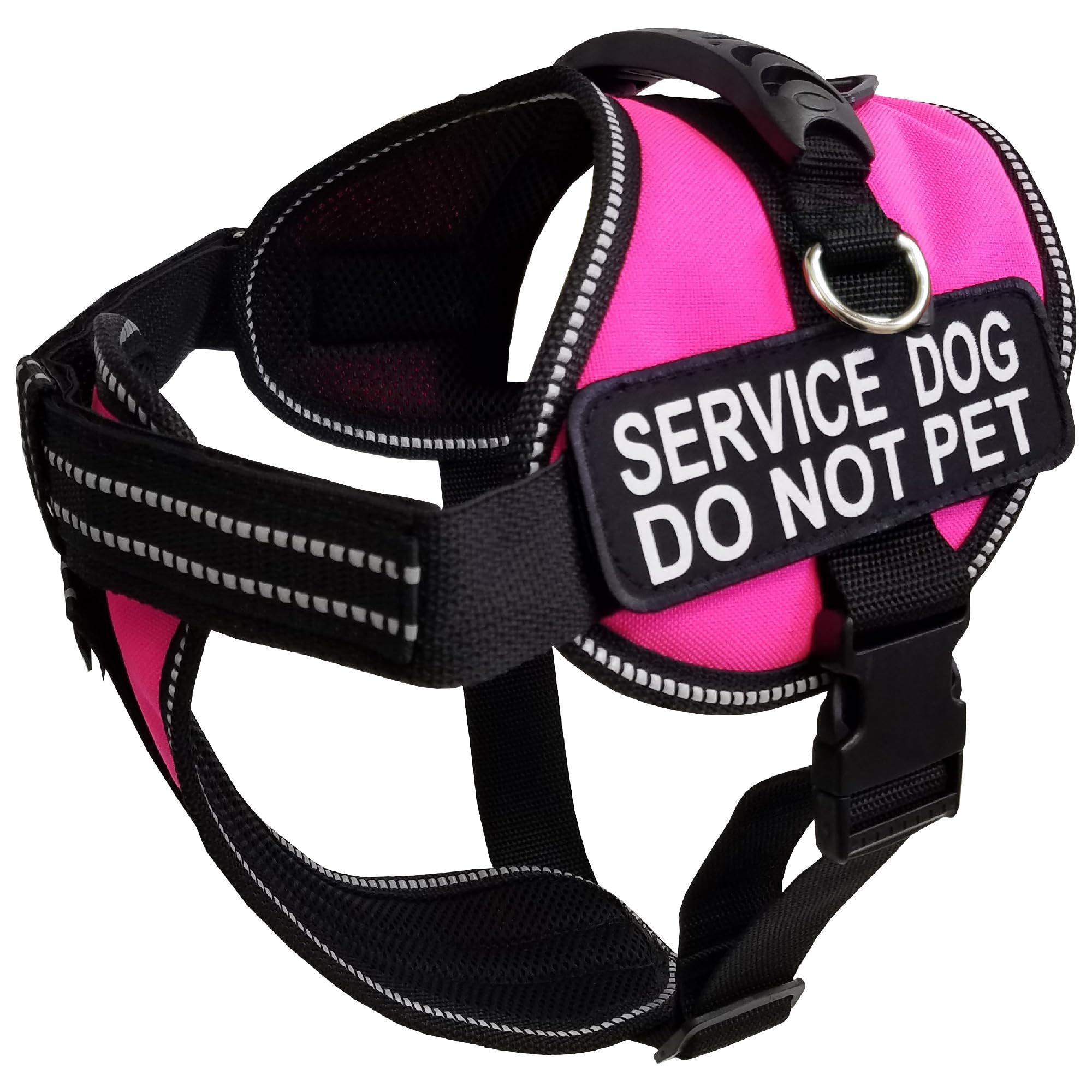 ActiveDogs Padded Air-Tech Dog Harness - Reflective No Pull Service Dog Vest, L Girth 25"-35", Hot Pink