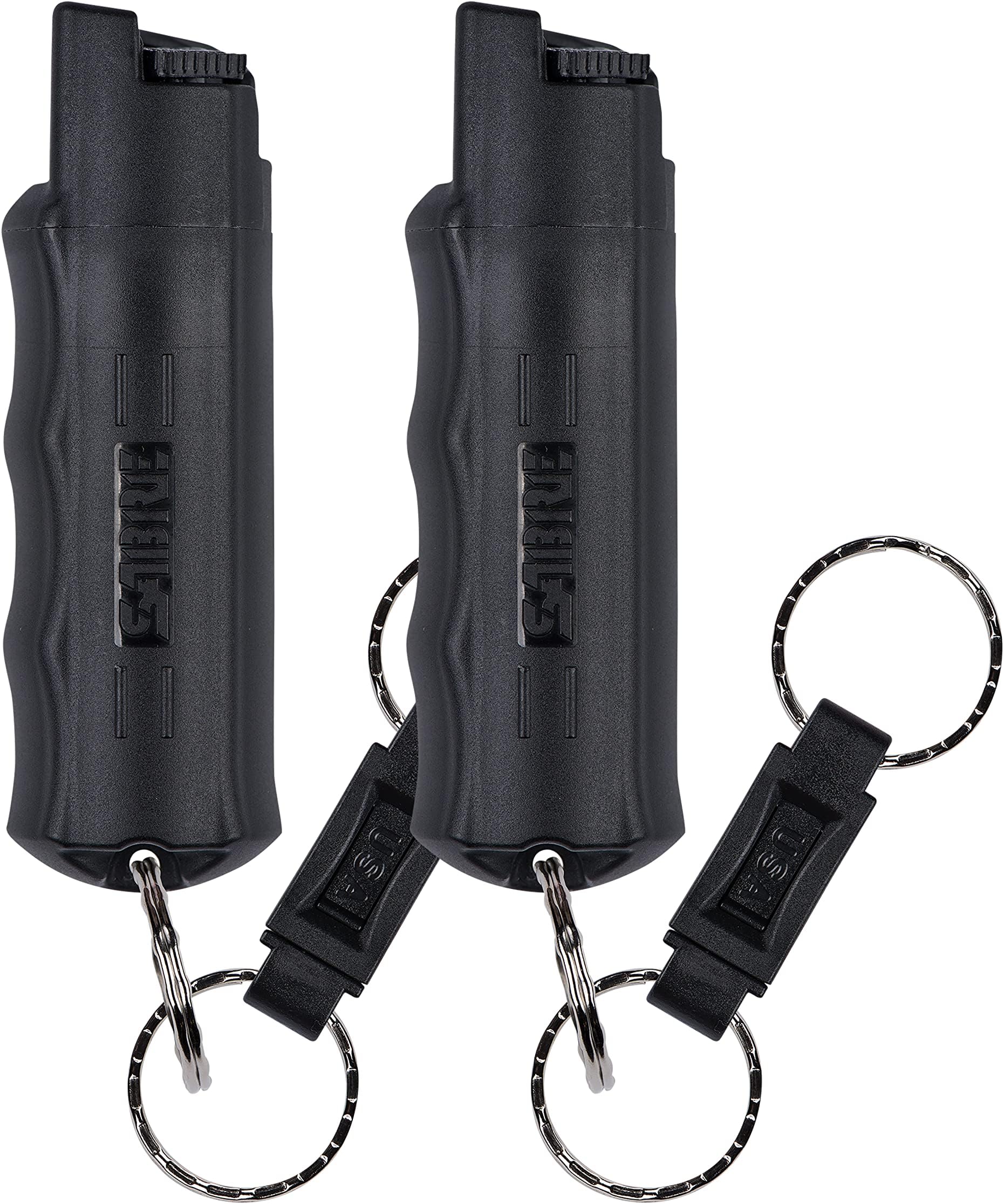 SABRE 3-in-1 Defense Spray – Pepper Spray, Tear Gas & UV Dye, Quick Release Keychain for Easy Carry, Finger Grip for Aim, 3X Longer Spray Time (Up to 10 Seconds), Max Police Strength, 0.54 fl oz