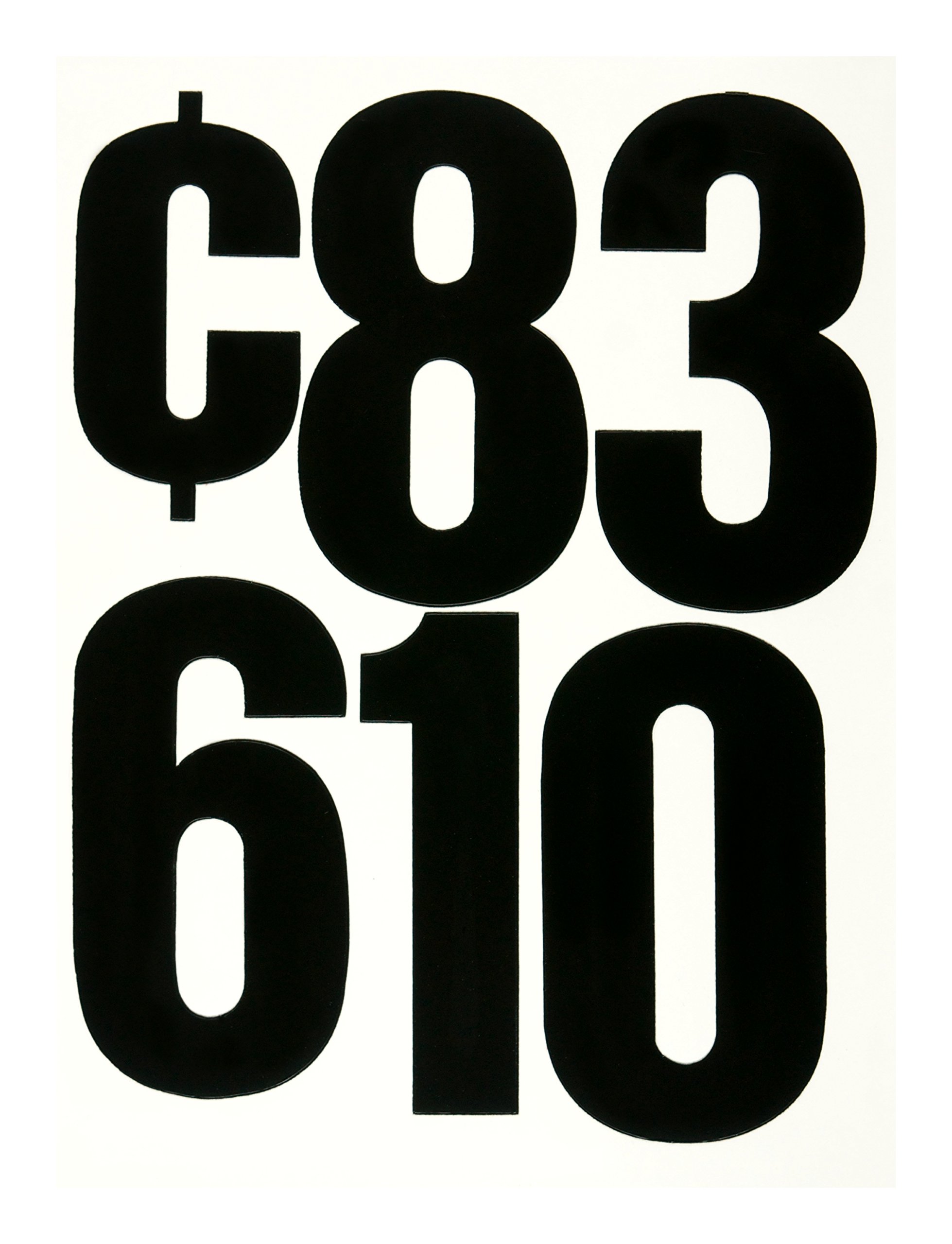 Chartpak Self-Adhesive Vinyl Numbers, 6 Inches High, Black, 21 per Pack (01198)