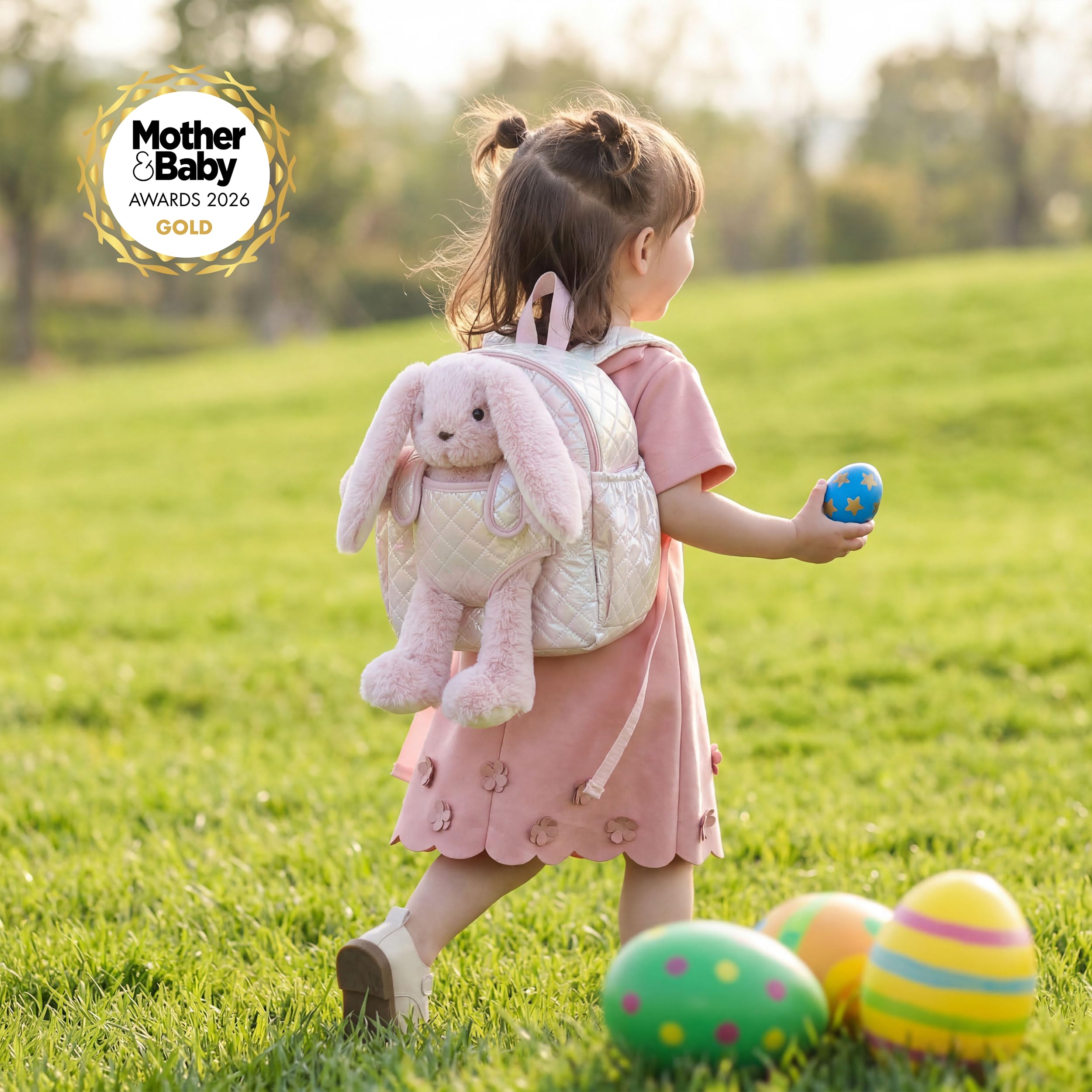 Moonkie Kindergartenrucksack Kita Rucksack mit Abnehmbarem Spielzeug Mädchen Weiche Plüsch 1-3 Jahren