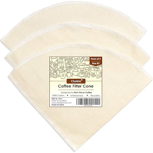 Clarkia 3 Count 2 Cotton Cone Coffee Filters Unbleached All