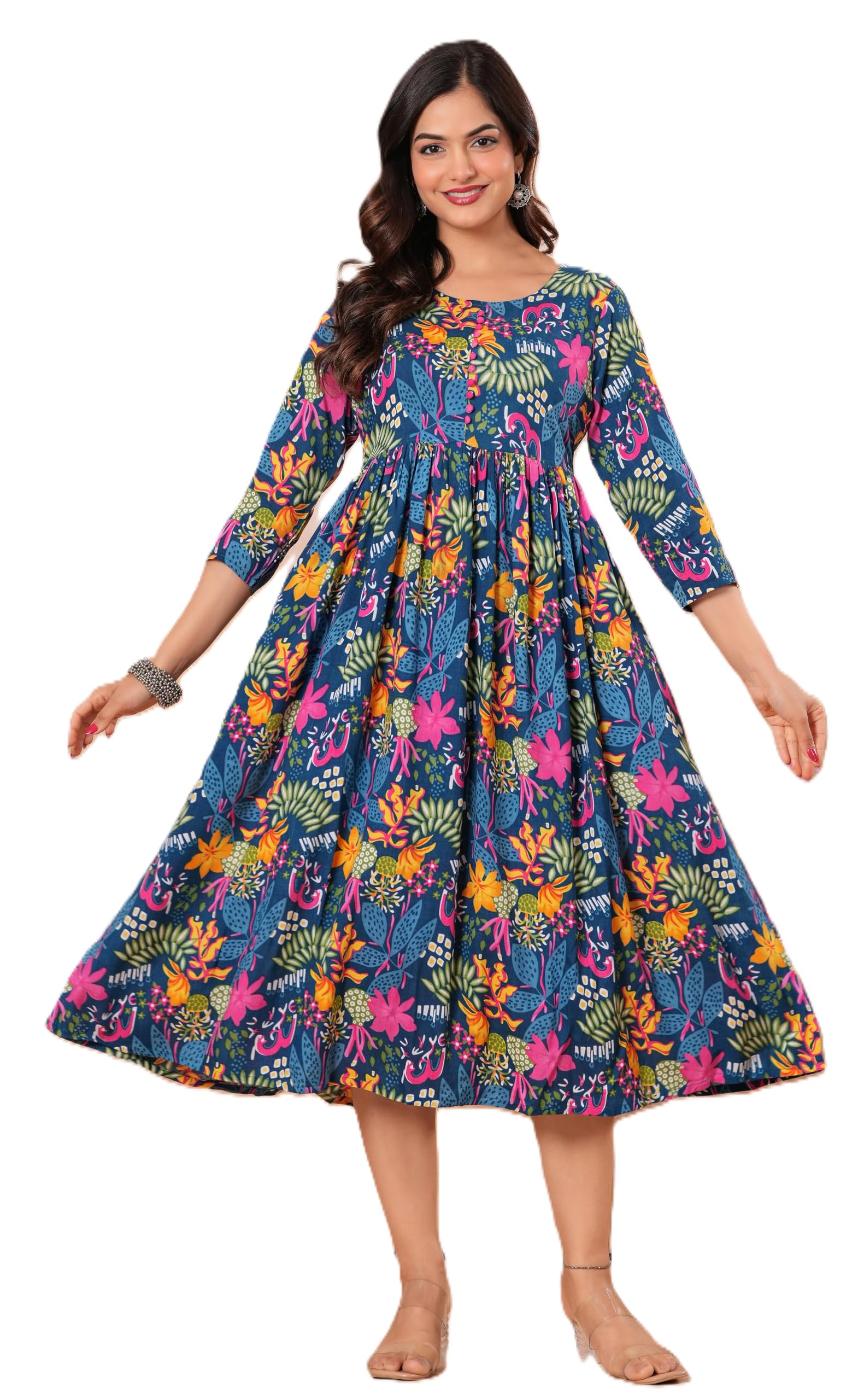 Women's Anarkali Floral Print Dress-image-23
