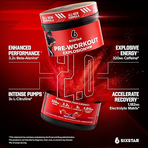 Miniatura 10 de Six Star Polvo de preentrenamiento para hombres y mujeres, ICY Rocket Freeze (30 porciones)  Preentrenamiento Explosion 2.0 Energy Powder Drink Mix
