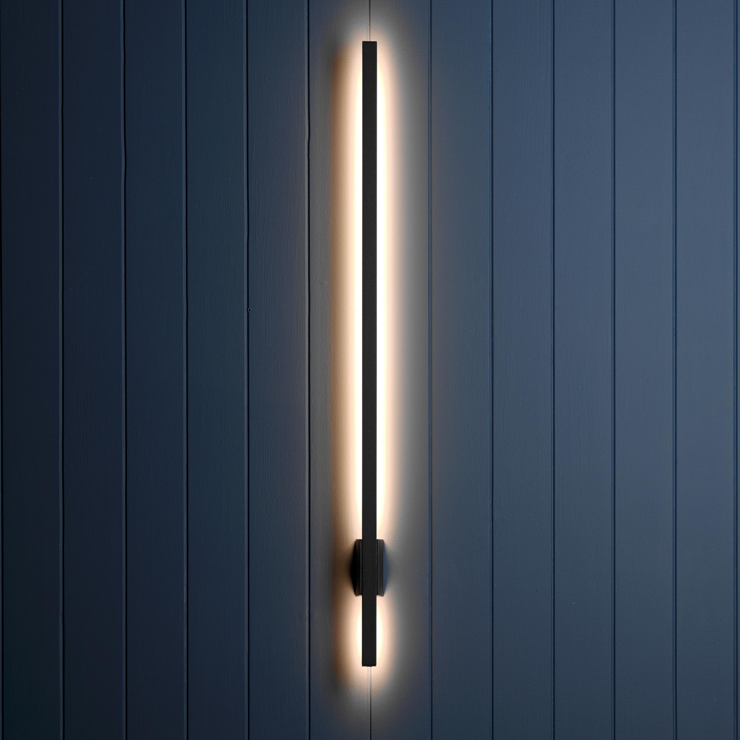 Auraglow Black Indoor Outdoor Linear Led Wall Light, 90Cm, Ip54, Warm White 3000K, Modern Aluminium Wall Light (1-Pack)