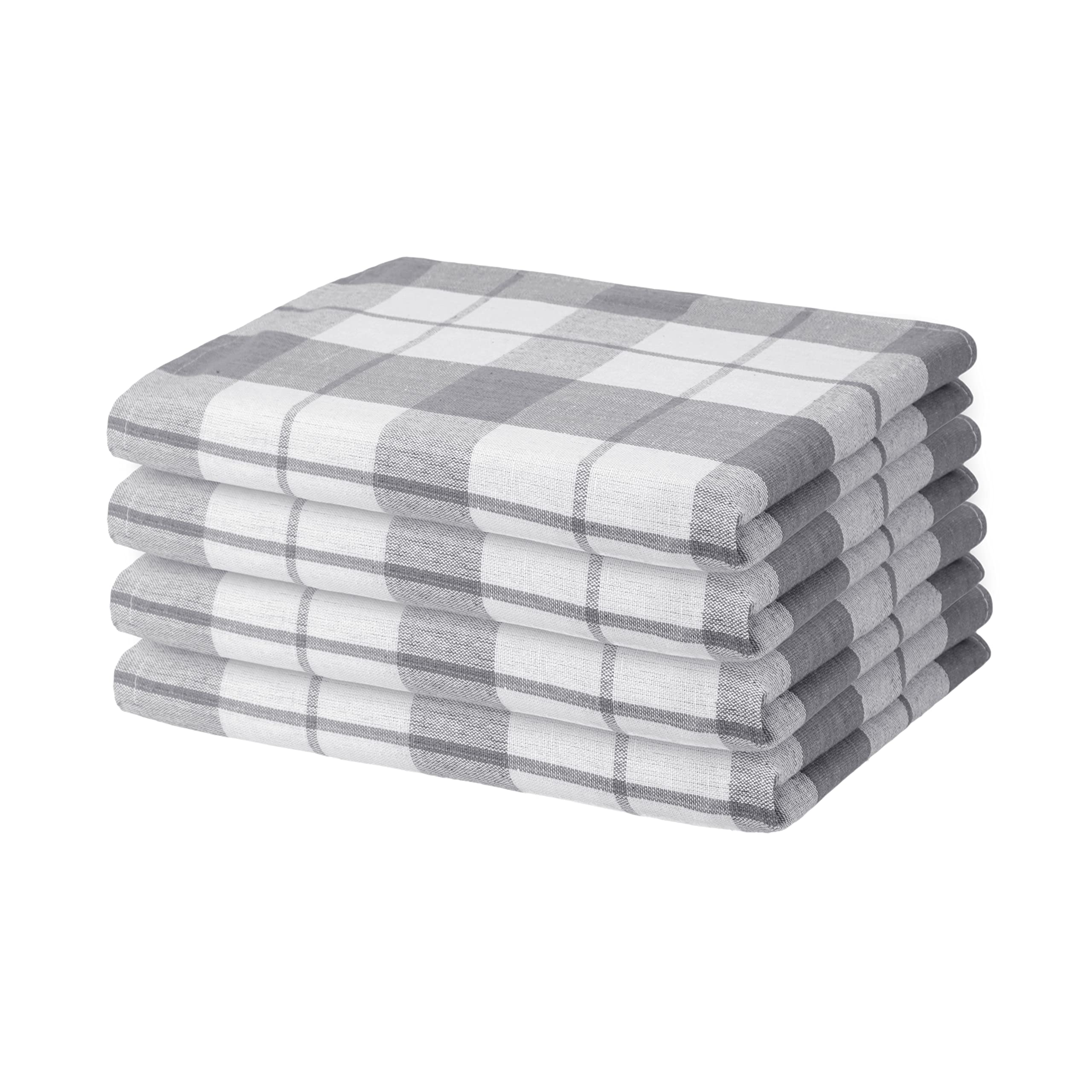 Lot De 4 Torchons De Cuisine 50x70cm - 100% Coton Oeko-Tex - Extra Absorbants - Noir Et Blanc