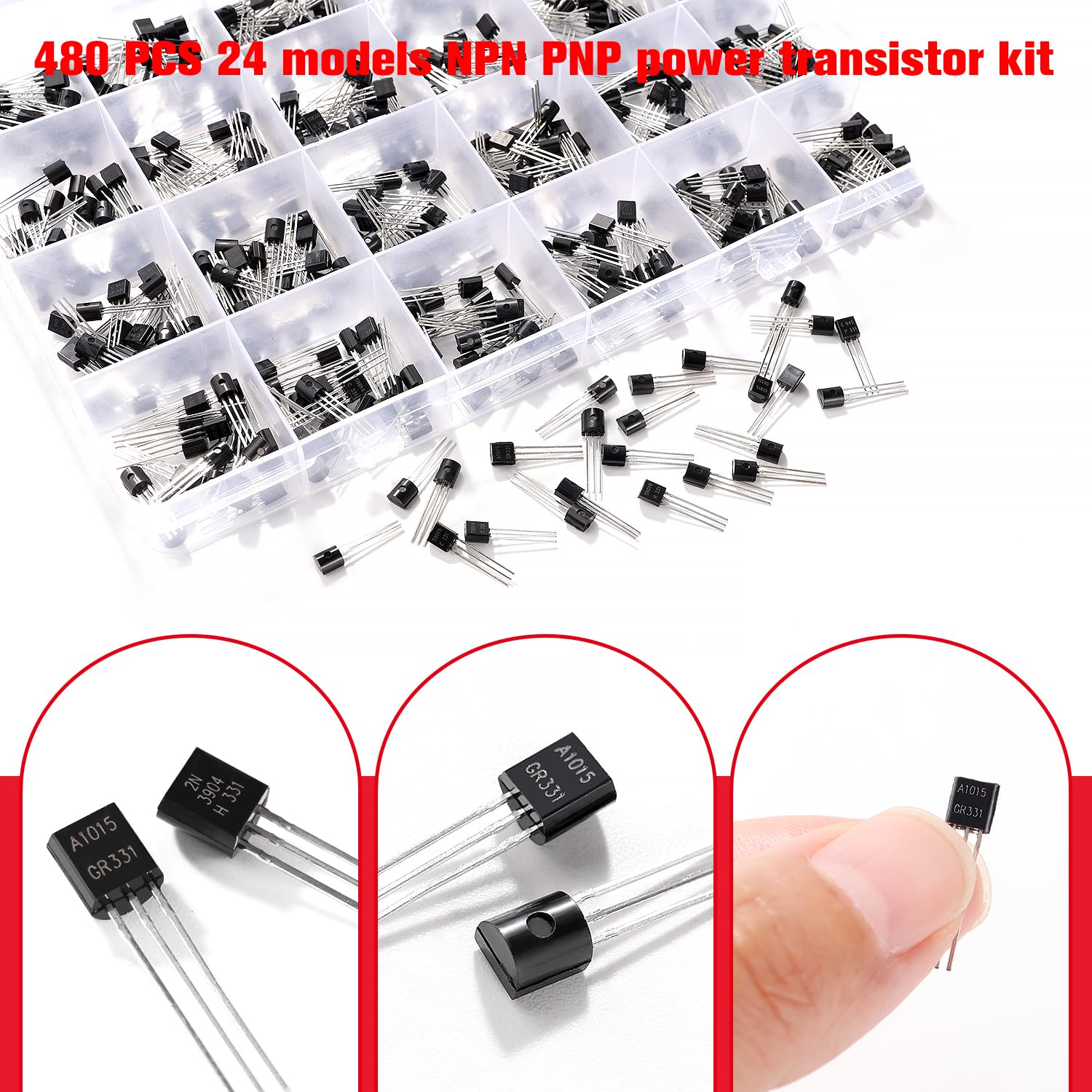 YIXISI 480 Pezzi Transistor Kit NPN PNP A1015 2N2222 2N2907 SS8550