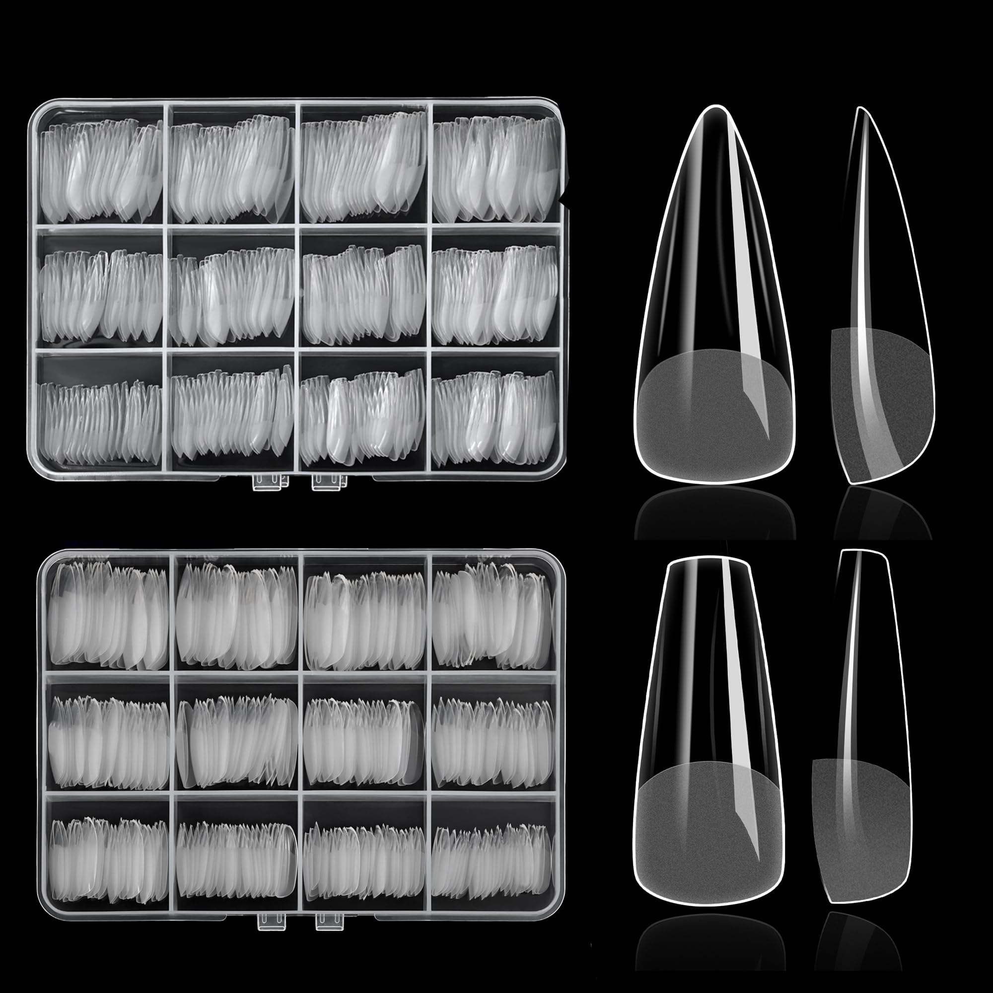 1000 Nail Tips - Clear False Nails for Salon & DIY -12
