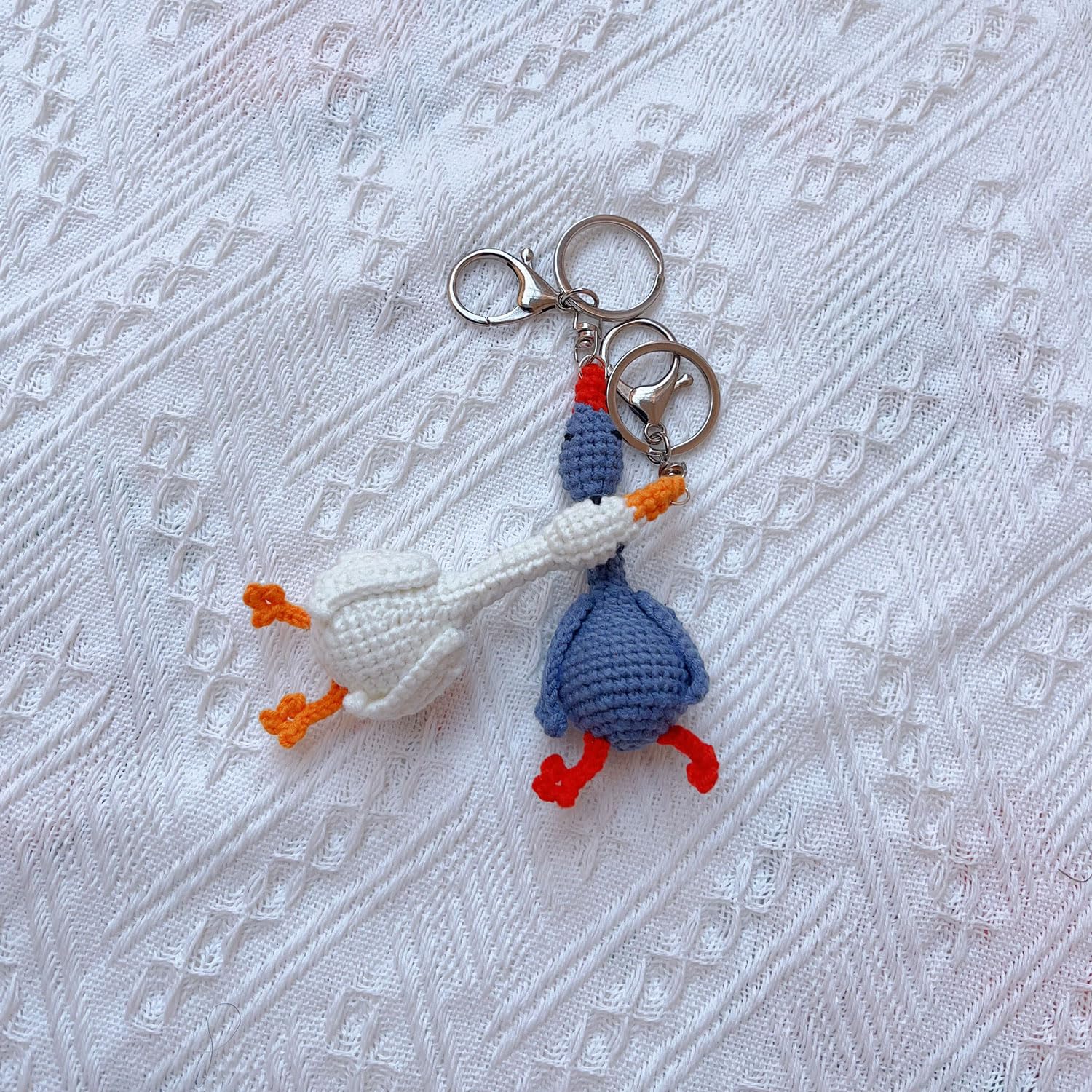 Amazon.com: ZIUGLIKAL Hand Crocheted White Goose Keychain Car Key