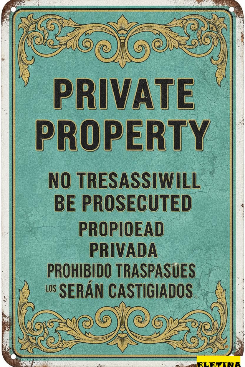 Personalized Sign for Man Cave Metal Warning Private Property No Trespassing Metal Tin Vintage Street Functional Directivity Symbol Metal Wall Yard Road Street Gate Fence 8x12in Decorative