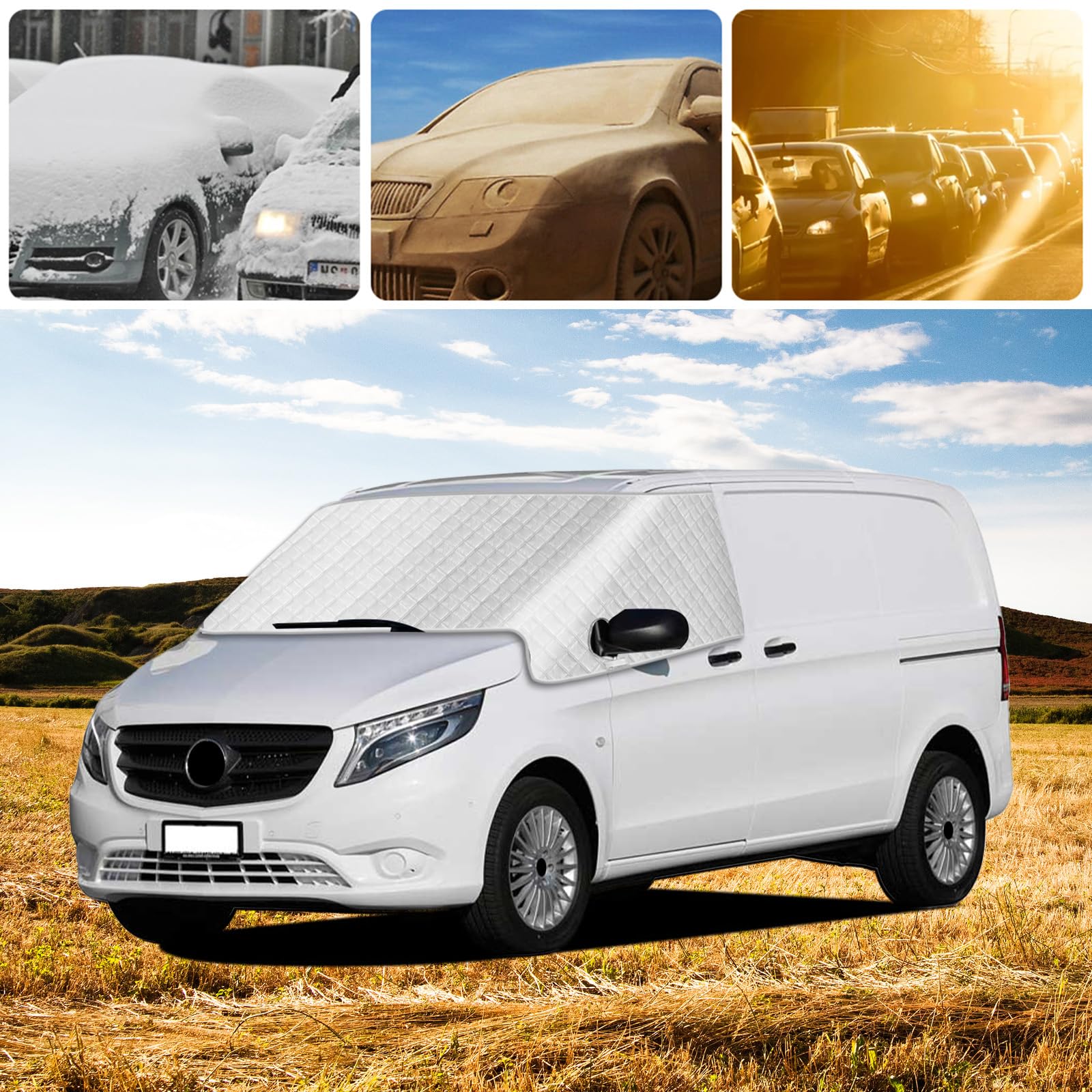 Tenda parasole per parabrezza per Mercedes-Benz Vito W447 2014-2026, parasole esterno riflettente a 5 strati, copertura protettiva anti-UV/antigelo/antipolvere per Vito W447 2014-2026