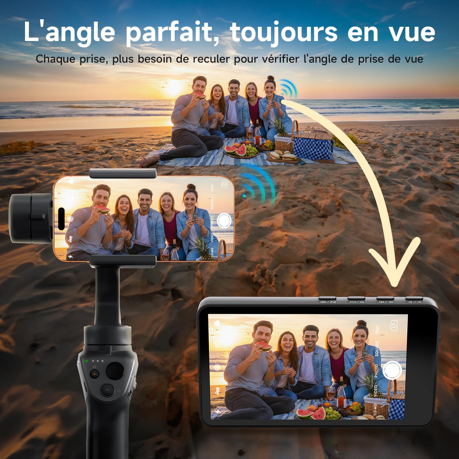 Rollei Easy Creator Selfie Monitor 3,97" Smartphone Rückkamera Magnetisch Vlog Bildschirm für iPhone und Android für TikTok Live Streaming Smartphone-Vlog-Selfie-Monitor-Bildschirm