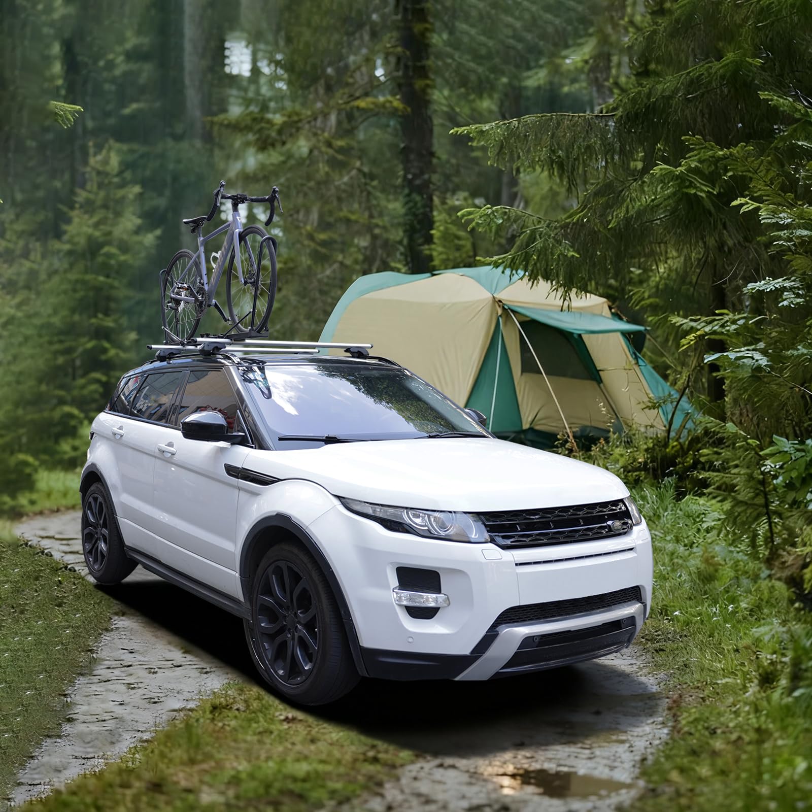 Roof Bike Rack Mount for Car & SUV, Foldable Upright Bicycle Carrier with Two Arms, 1-Bike Rooftop Carrier, only for Removable Roof Crossbars