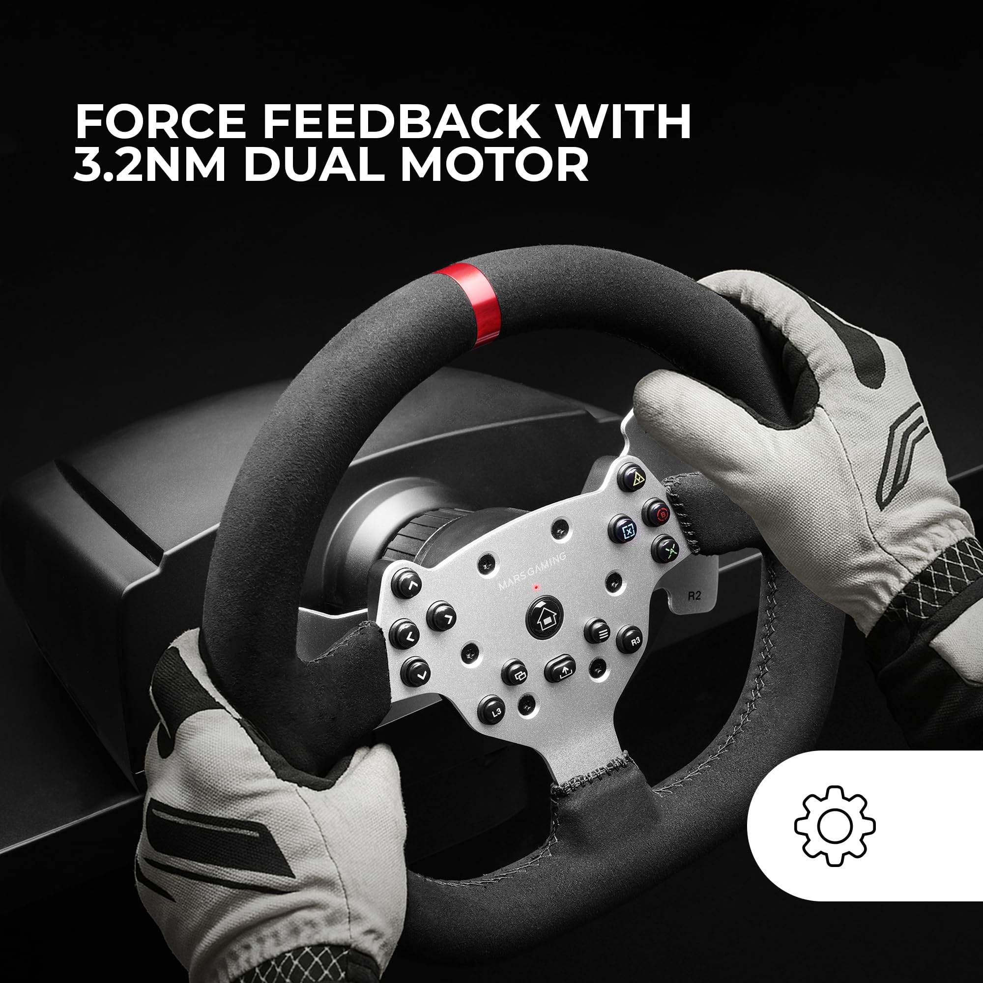 Volante SimRacing MWH-RSX Force Feedback 3 Pedali - Dettaglio