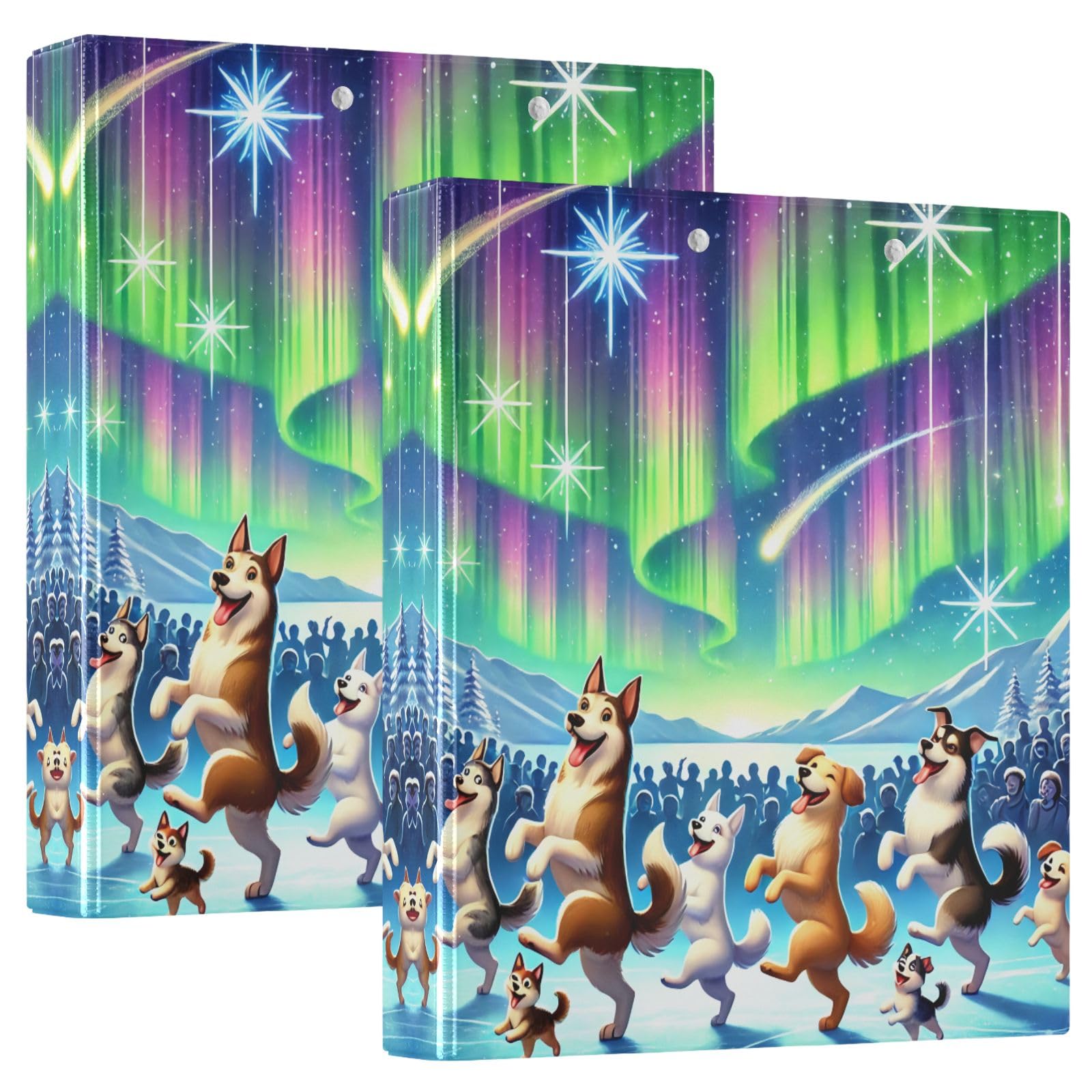 Funny Dancing Dogs - Raccoglitore ad anelli con 3 anelli, 3,8 cm, contiene 200 fogli di base per scuola, ufficio, confezione da 2