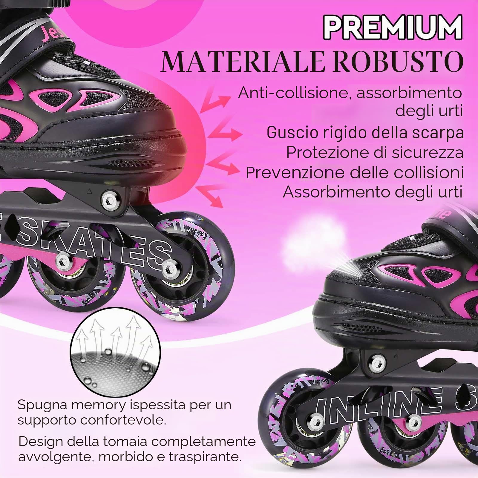 Pattini in Linea Bambina, pattini a rotelle regolabili per bambini ragazzi ragazze con ruote di illuminazione, pattini regolabili per principianti bambini