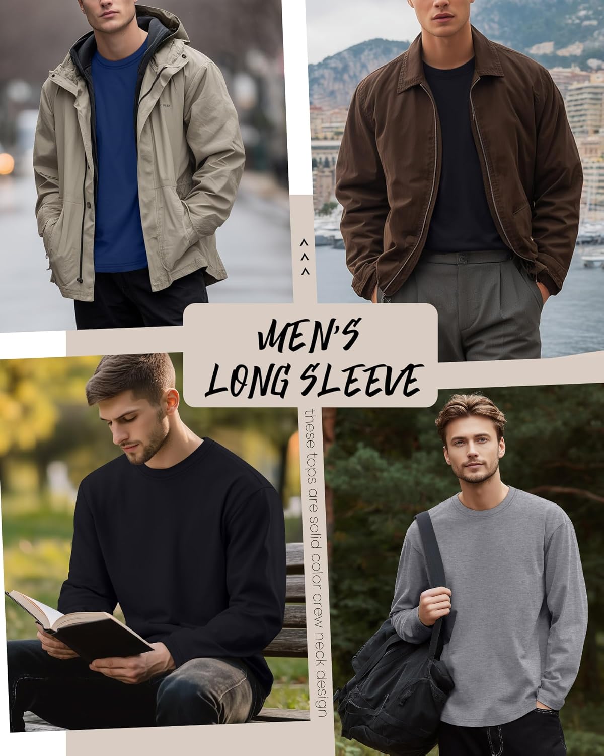 Ficerd 3 Pack Men's Big and Tall Shirts Long Sleeve Cotton Tee Crew Neck Oversize Tops Casual Loose Fit Knitted T Shirts - Image 4