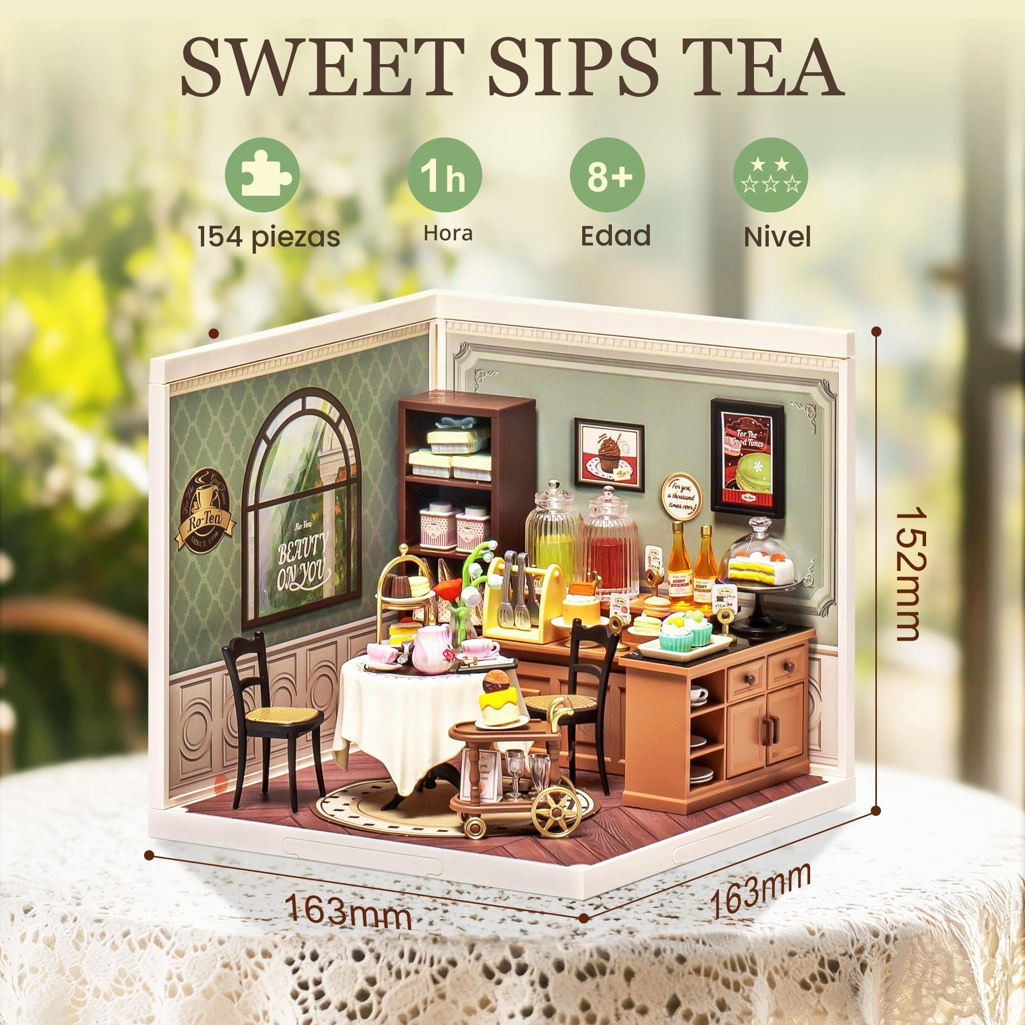 Rolife Casa de Muñecas DIY Super Mundo Serie Casas en Miniatura Kits Maquetas con Accesorios Aficiones de Las Mujeres Regalo de Cumpleaños para Adultos (Sweet Sips Tea)