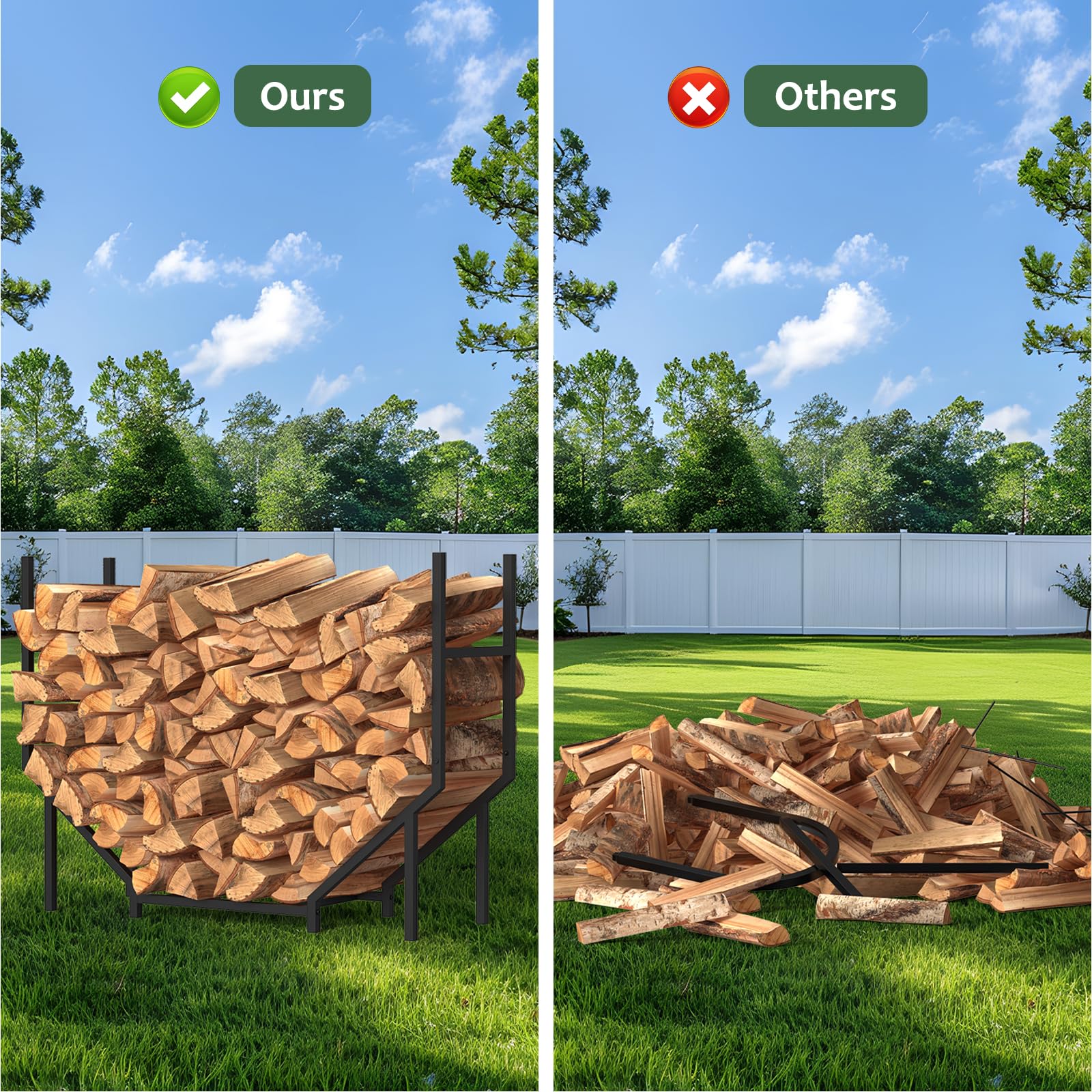 CADUKE Range-bûches d'extérieur 1 m - Support de bûches en métal pour cheminée - Empileur et organiseur de bois