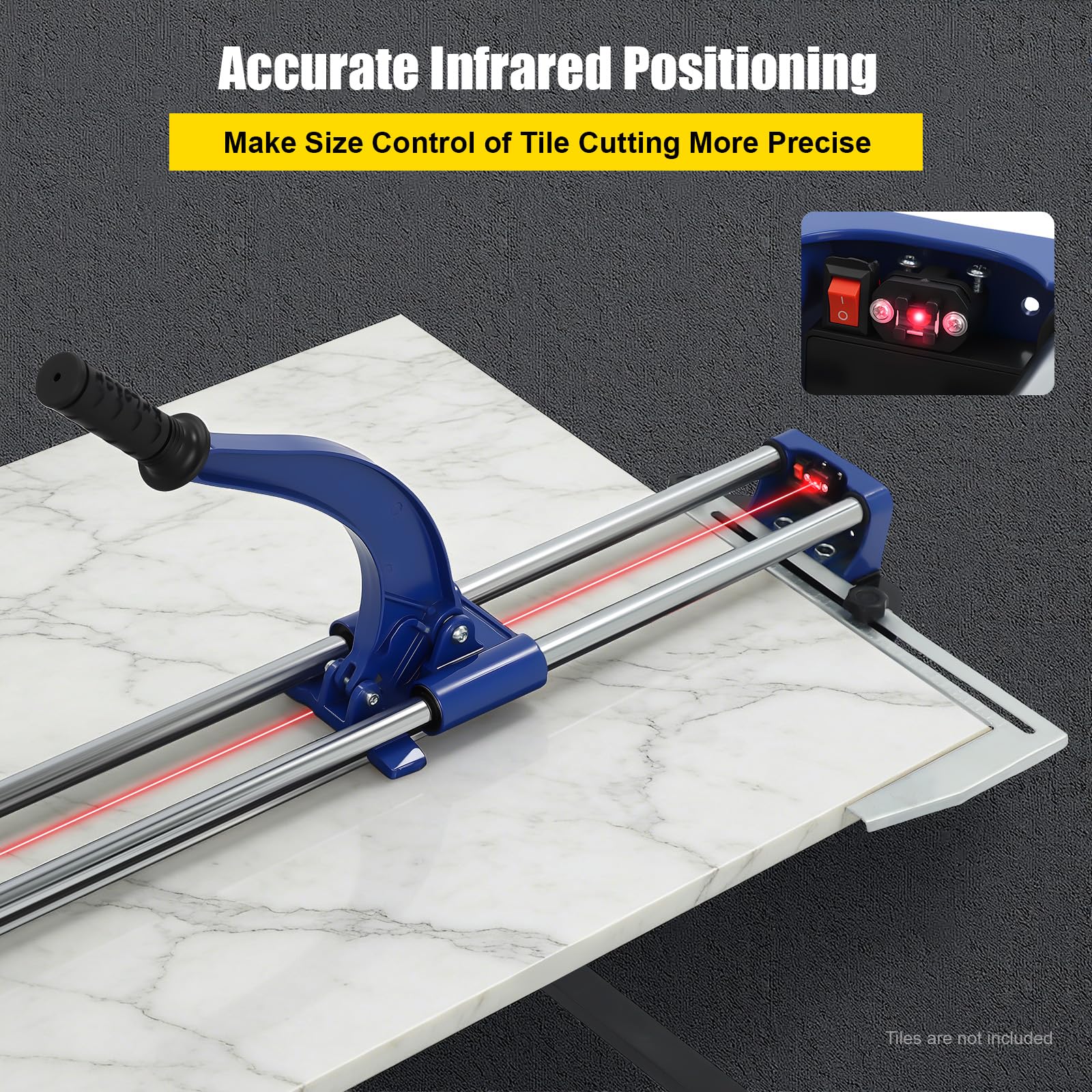 Cortador de azulejos manual de 600 mm, máquina de corte de azulejos profesional, posicionamiento láser infrarrojo, doble riel para azulejos de cerámica, porcelana, longitud de corte de 60 cm