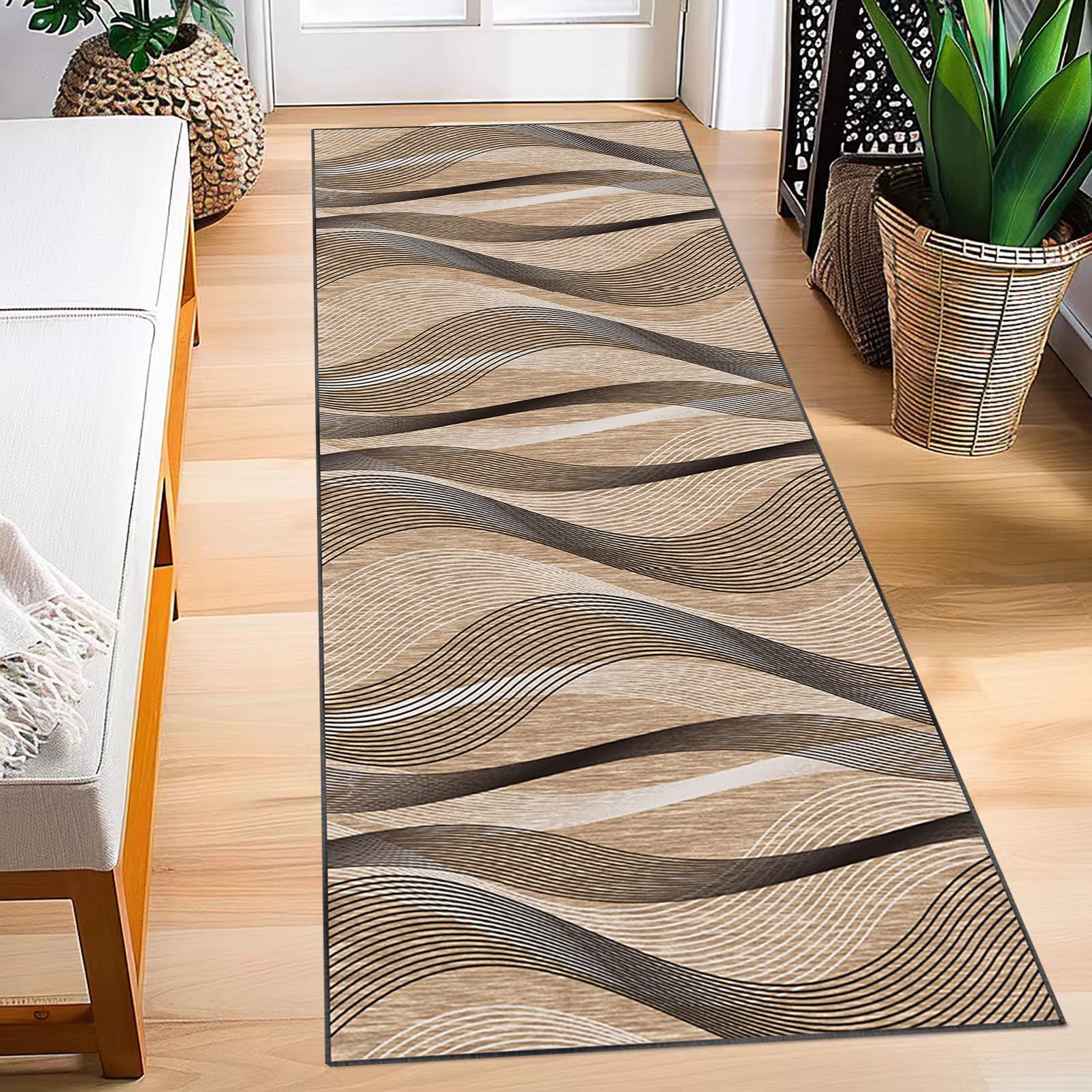 Tapis de Passage pour Couloir Long 120 x 140 cm Tapis Cuisine Devant Evier Antidérapant et Lavable Tapis de Couloir Long Moderne Absorbant Tapis d Entree Interieur Tapis de Porte pour Salon Chambre
