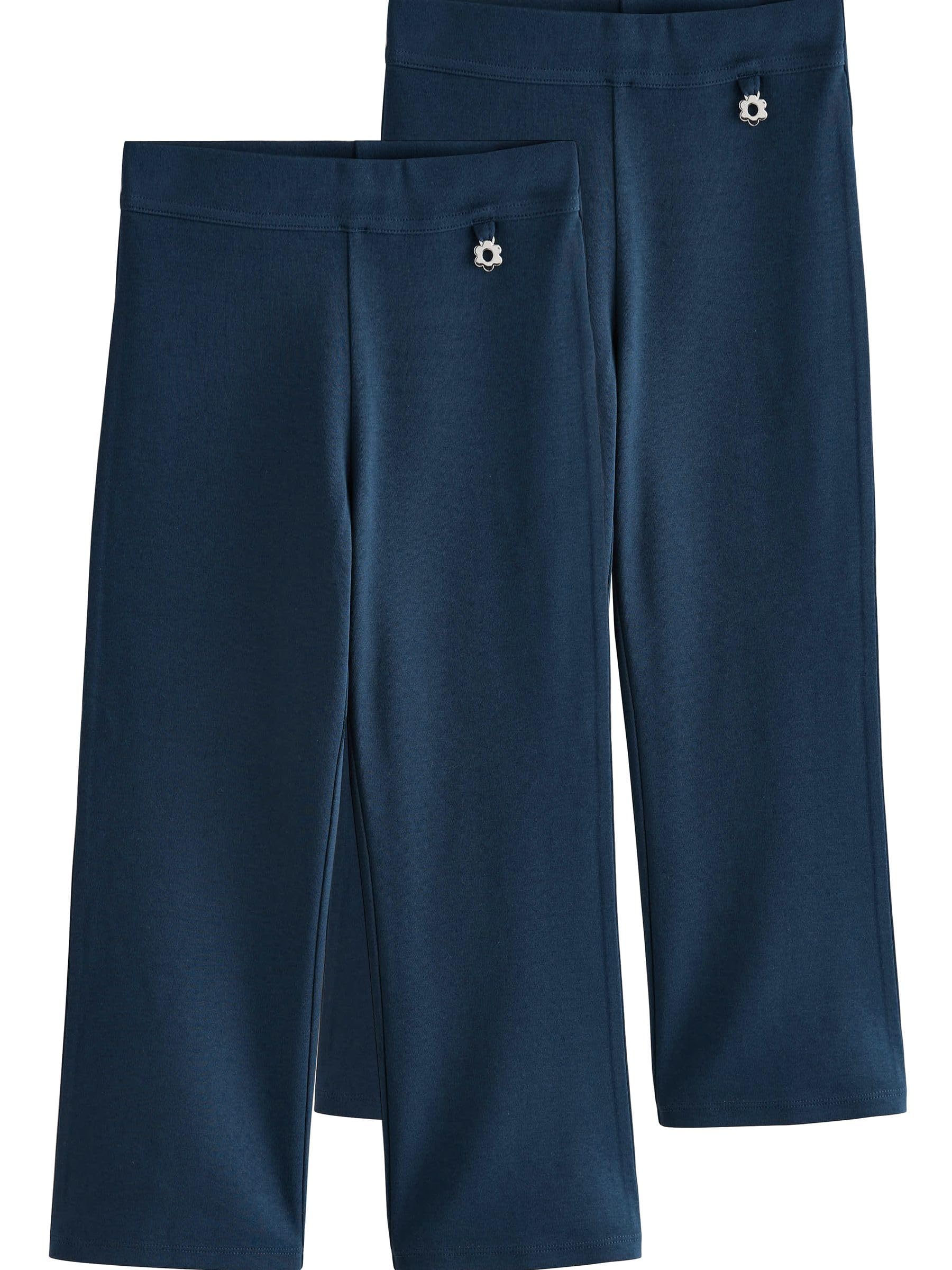 NEXT Ragazza Confezione da 2 Paia di Pantaloni per la Scuola Bootcut ed Elasticizzati con Elastico in Vita