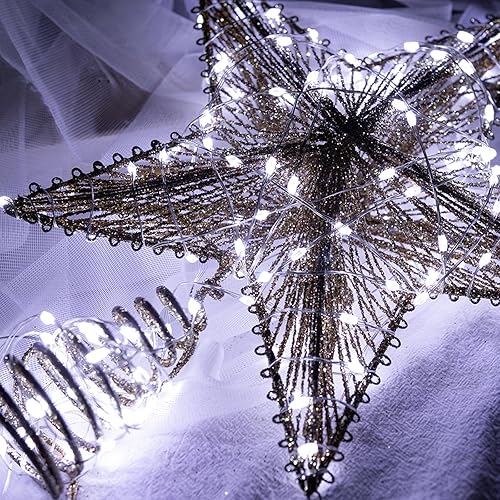 Miniatura 10 de ZELUXDOT Guirnalda de 1000 luces LED enchufables de 328 pies de largo, impermeable, alambre plateado, con control remoto, blanco cálido para