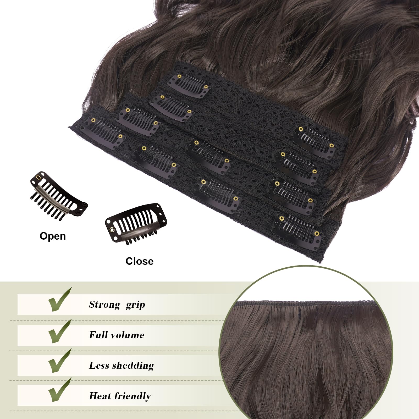 FESHFEN Clip in Hair Extensions 4PCs Long Wavy Thick Hair Piece Highlighted Full Head Synthetic Natural Curly Light Beige Blonde Mix Cream Blonde Extension for Women 16 Inch - Image 4
