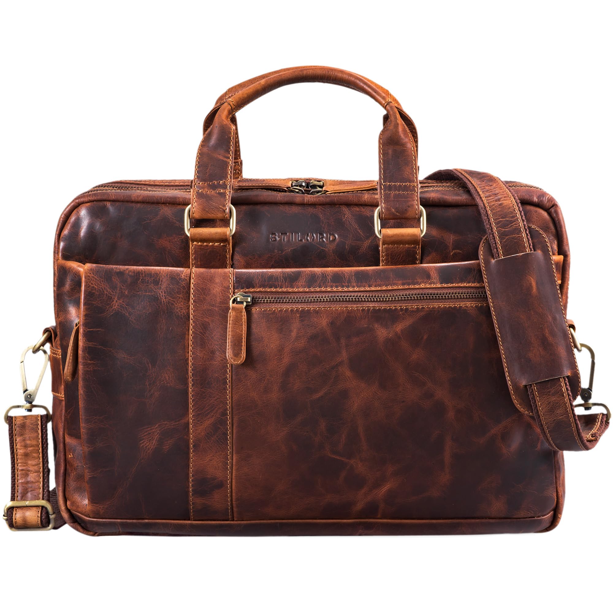 sacchetto vintage pelle marrone con laptop compartmento 15_6
