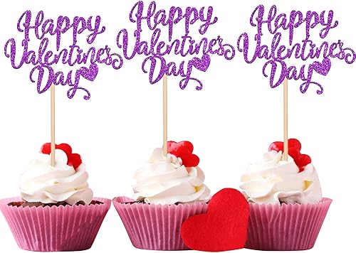 Miniatura 176 de Rsstarxi 36 Pack Happy Valentine's Day Cupcake Toppers Glitter Cupid Love Heart Lip Kiss Me Be Mine Cupcake Picks for Valentine's Day Theme Wedding