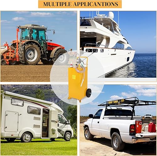 Miniatura 7 de MOTORHOT Organizador de combustible de 30 galones, almacenamiento de gas con ruedas y bomba de sifón manual, tanque de almacenamiento portátil de