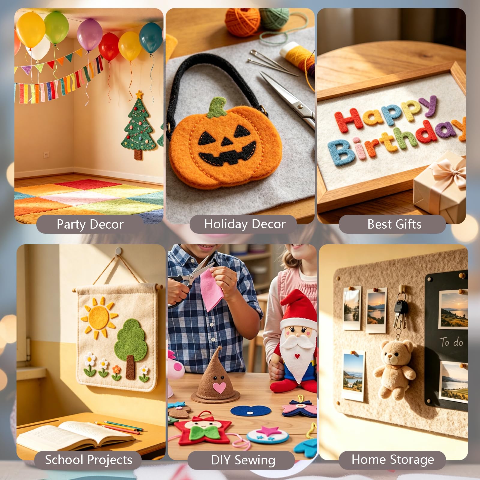Paquete de hojas grandes de fieltro rígido, hojas de tela de fieltro para manualidades, 12 rollos de 8 x 35 pulgadas, color arcoíris suave, paquete de fieltro de 12 colores surtidos para niños