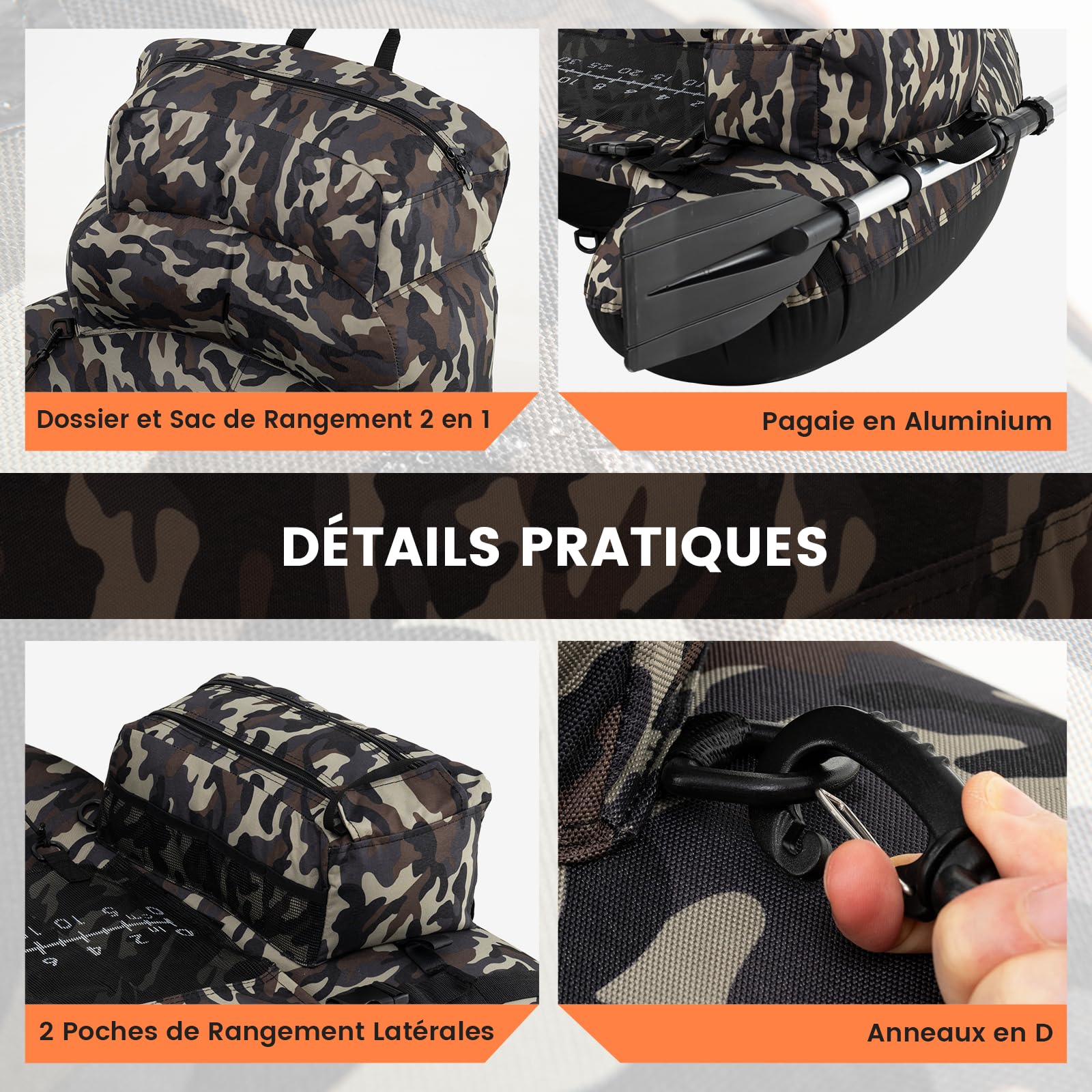 GOPLUS Float Tube 1 Place avec Support de Canne, Bateau de Pêche Gonflable Dossier, Sangles Réglables,Portable avec Pagaie en Alu.,Pompe, Flotteur avec Poches Rangement