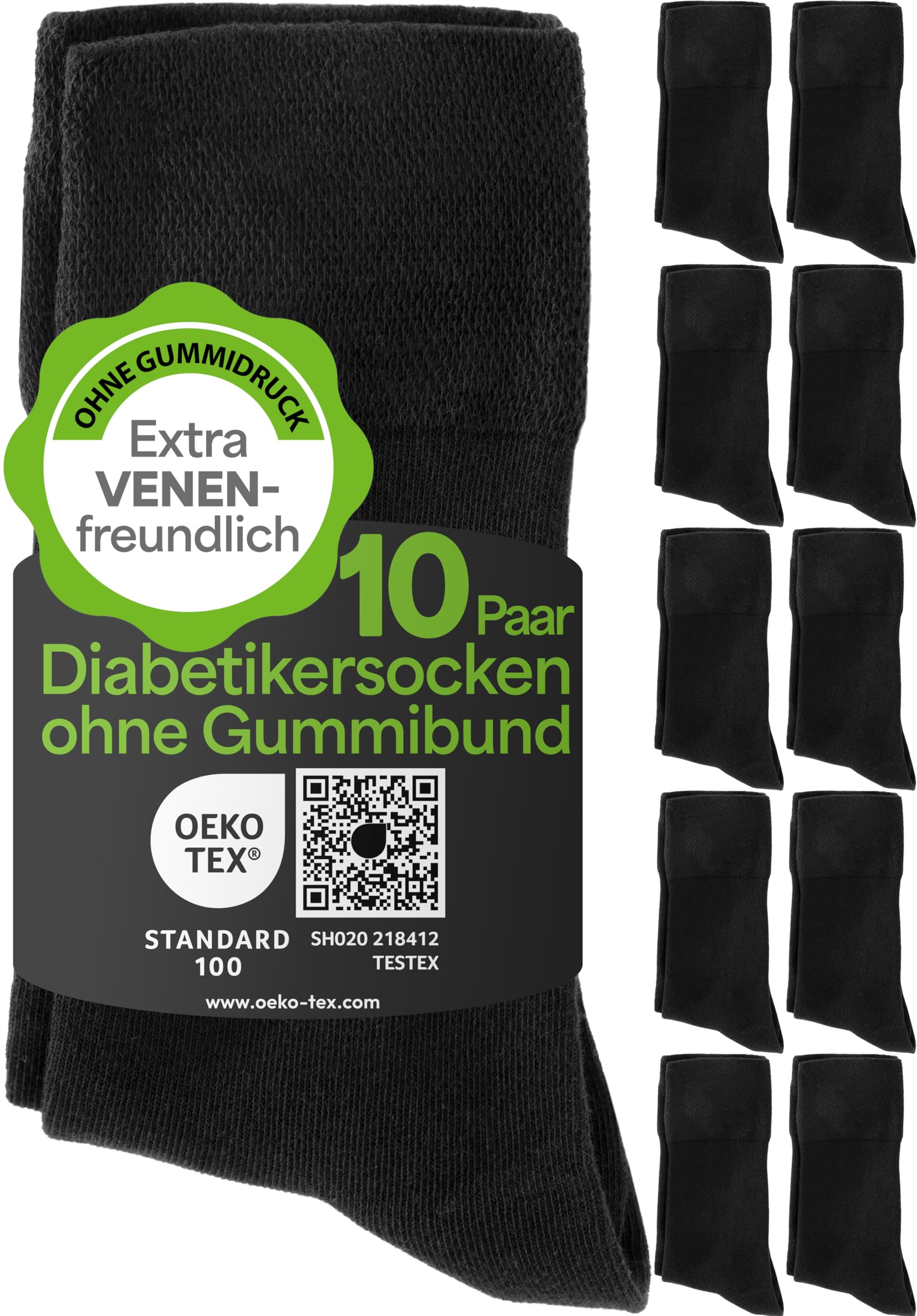 HELDENWERK Diabetikersocken für Herren & Damen 10 Paar | Diabetiker Socken ohne Gummibund & Naht aus 97% Baumwolle | Extraweite Gesundheitssocken mit Komfortbund