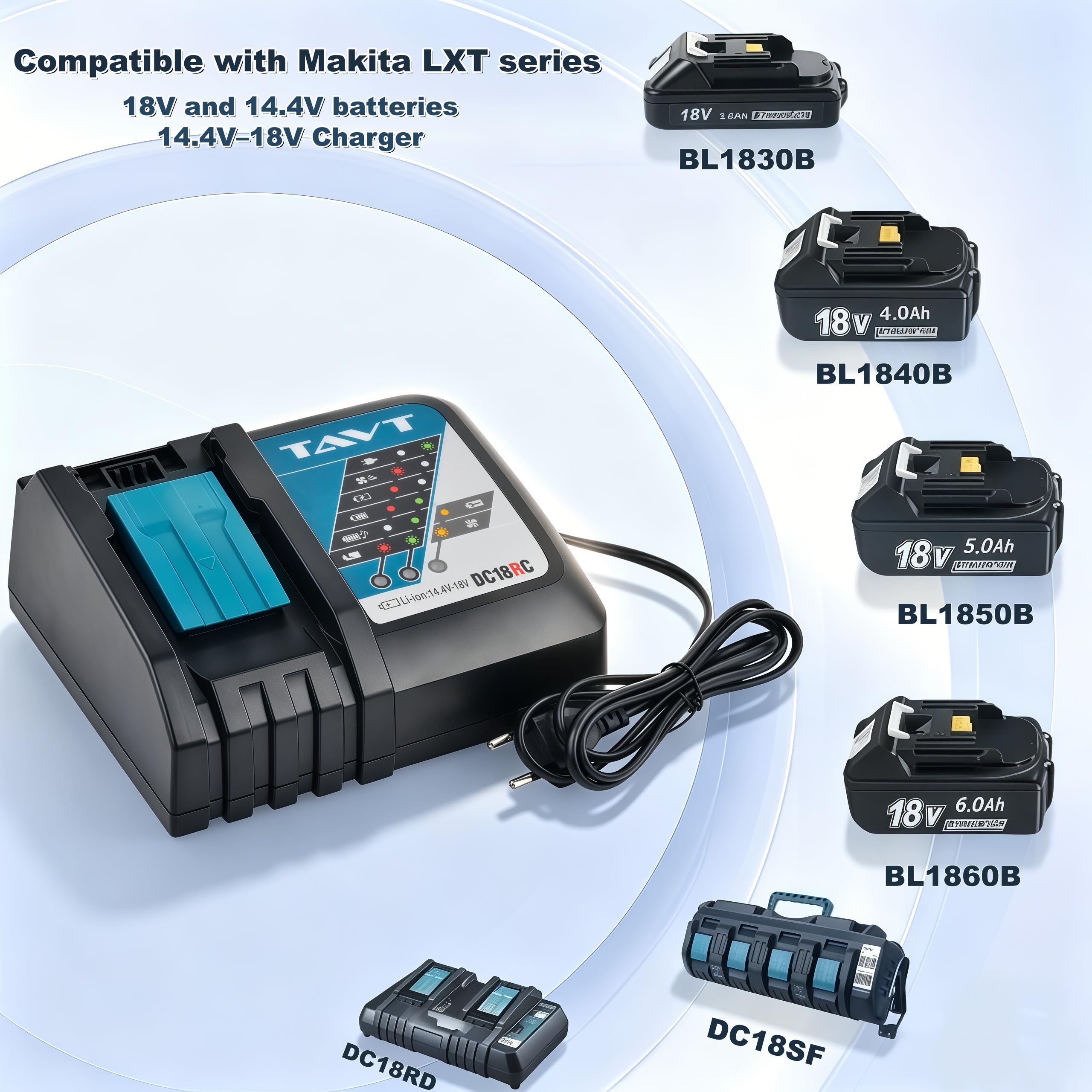 2szt. BL1850 Akumulator i ładowarka DC18RC do baterii Makita 18V BL1840 BL1860 BL1820 BL1830 BL1850B