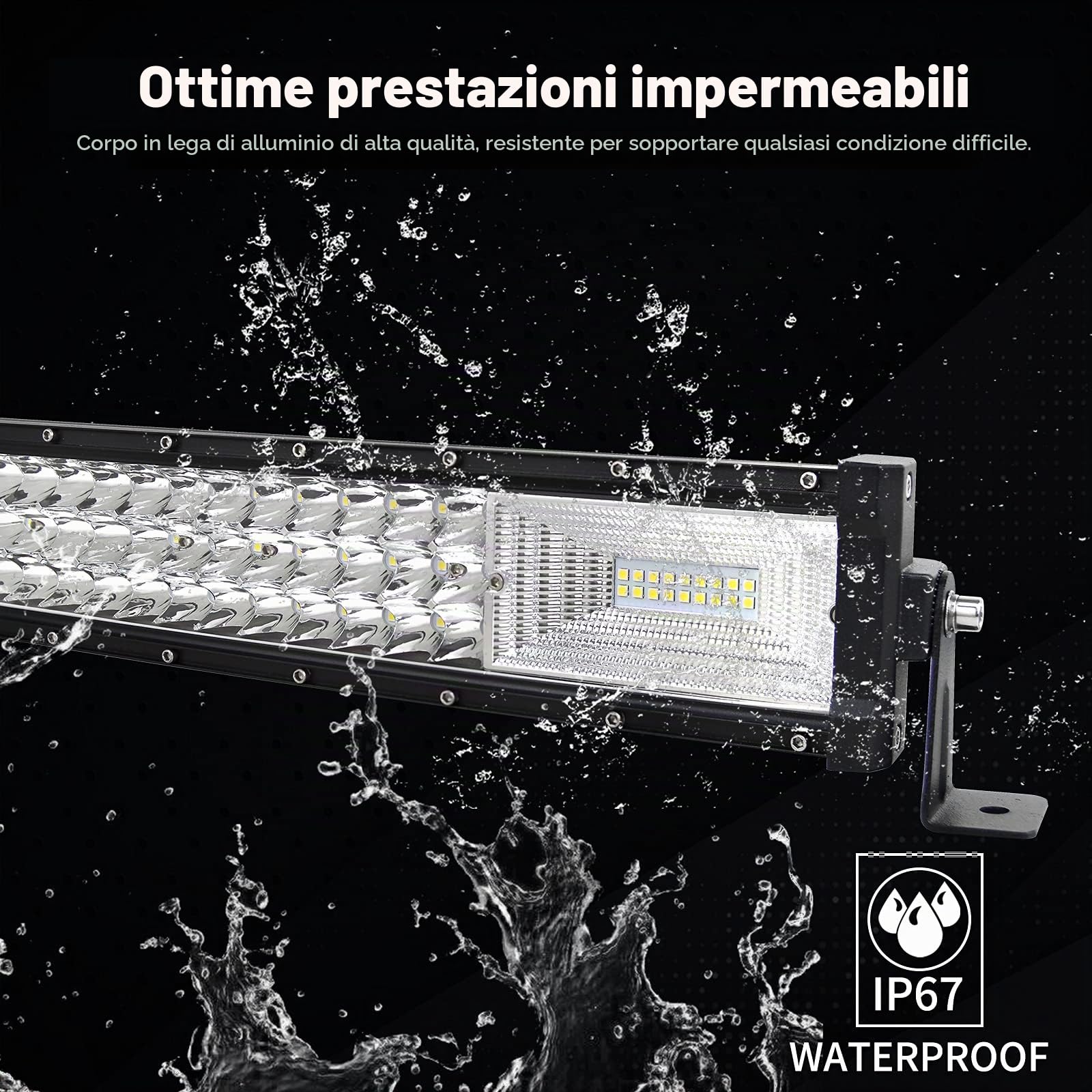 SKYWORLD 82.5 cm 405W Curvo Barra LED Fuoristrada Barra Luce a Led Lampa 12V 24V Fari LED Luci da Lavoro, 2 x 10cm 36W Spot Faro da Lavoro Con Cablaggio Trattore Auto Camion 4x4 ATV UTV Veicoli